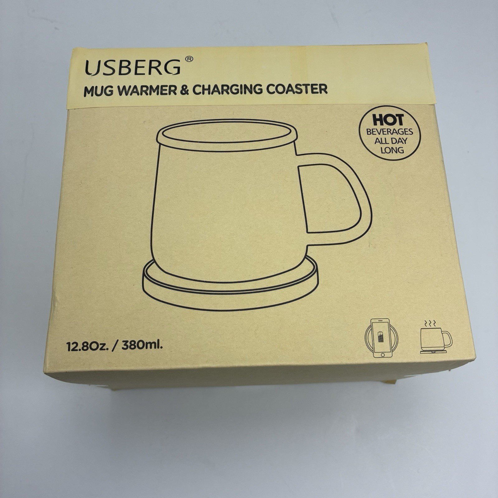 USBERG Mug Warmer & Wireless Charging Coaster Ceramic Mug Set New Open Box