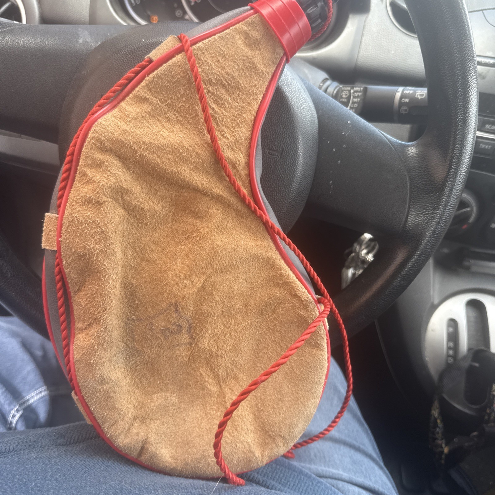 Vintage Leather Canteen Water Bladder Travel Bota Bag Made in Spain 10" x 8.5"