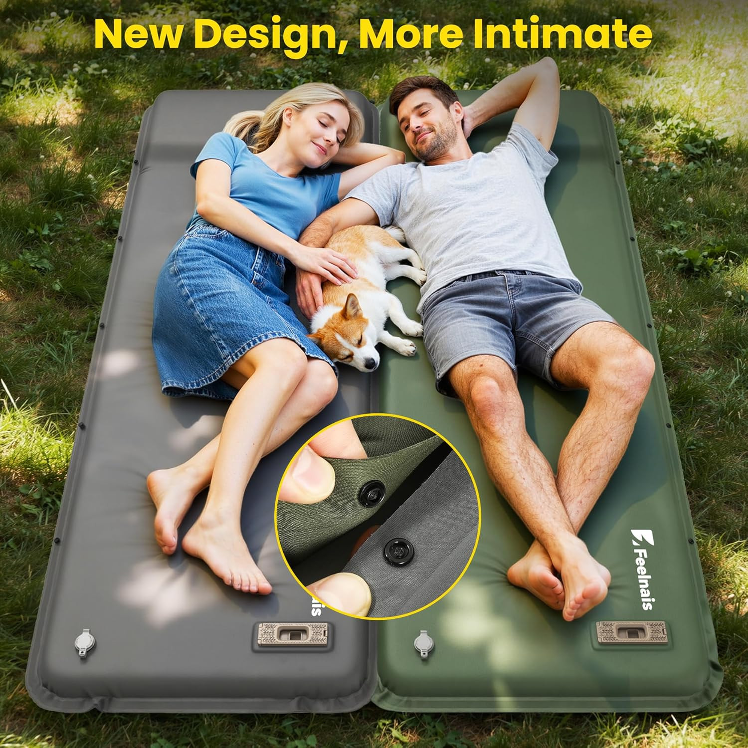 Self Inflating Sleeping Pad with Electric Pump, Memory Foam Camping Pad with Bui
