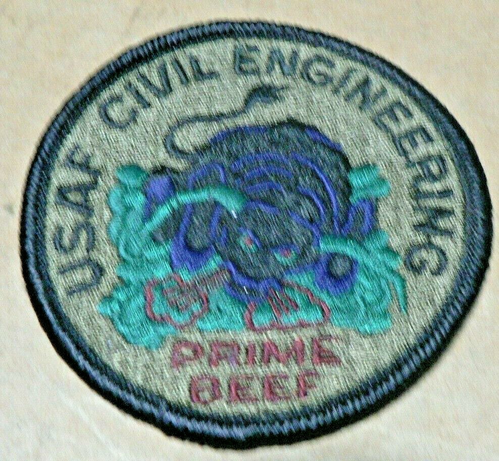 MILITARY PATCH,US AIR FORCE,USAF CIVIL ENGINEERING ~PRIME BEEF ~NOS,3" dia