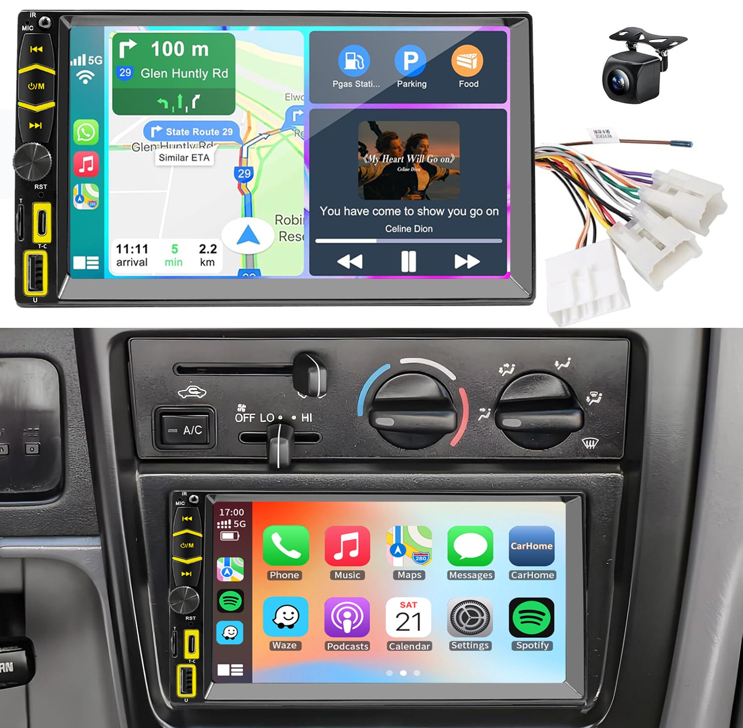 Car Radio Stereo w/ Apple Carplay  GPS Navi For Toyota 4Runner Camry 1990-2001