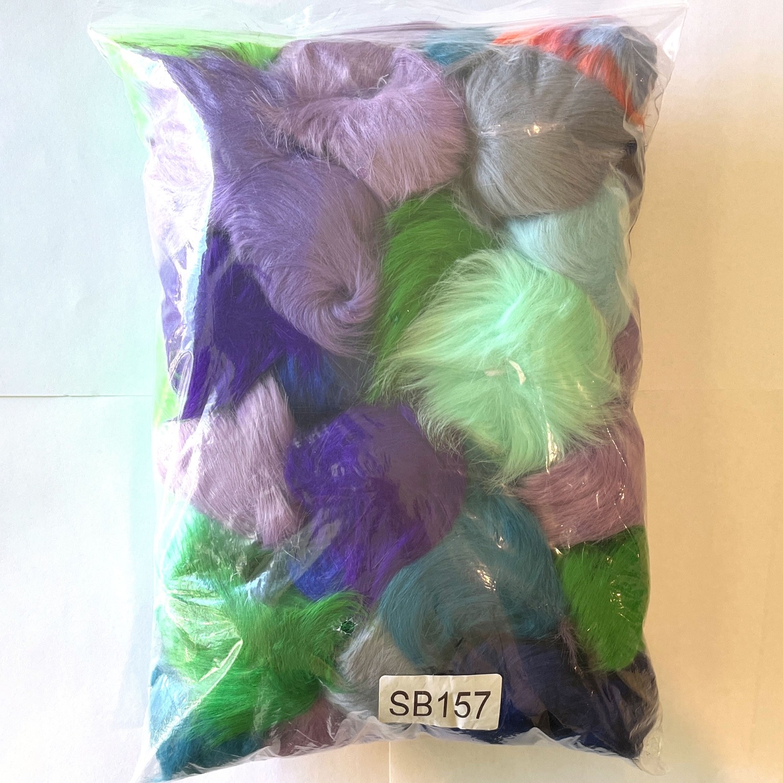 1 lb+ Faux Fur POM POMS for Hats DIY Fluffy Balls Blue Green Purple 46 pc