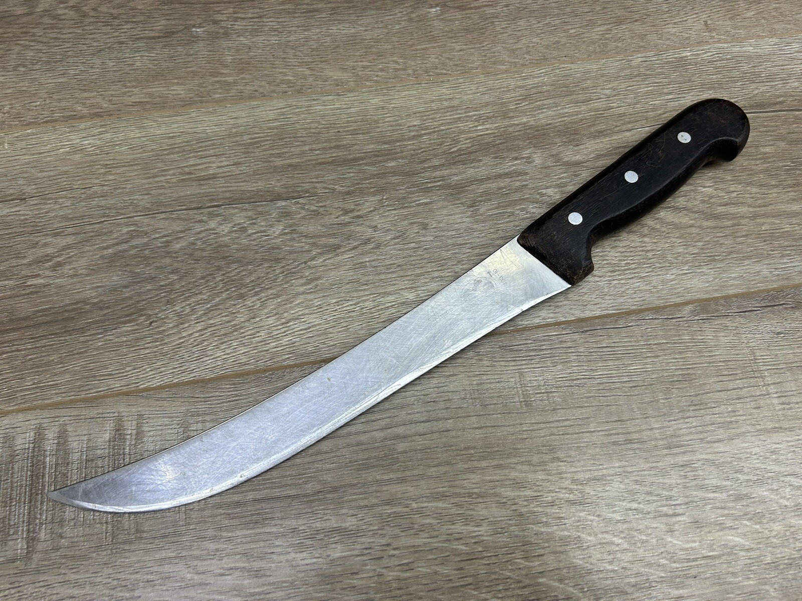 Vintage Forschner Victoria Chef’s Butcher Knife Switzerland Carbon Steel