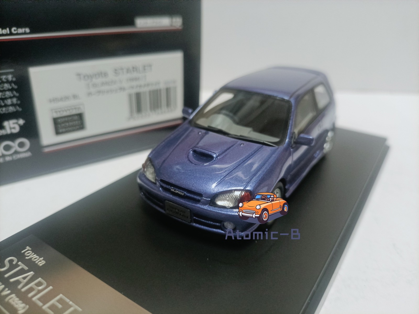 Hi Story 1:43 Toyota Little Lucky Star Starlet Glanza EP91 1996 Blue Car Model