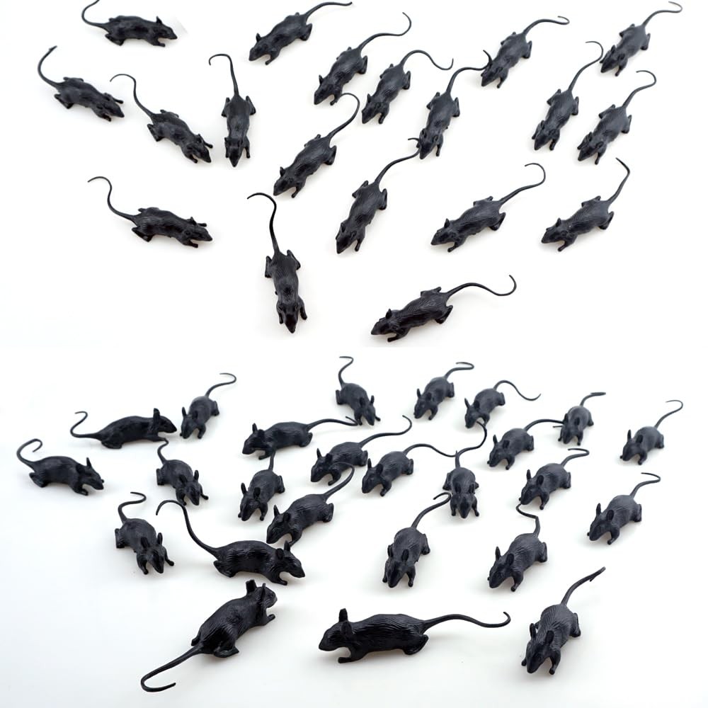 25 PCS Black Plastic Fake Rats for Prank Party