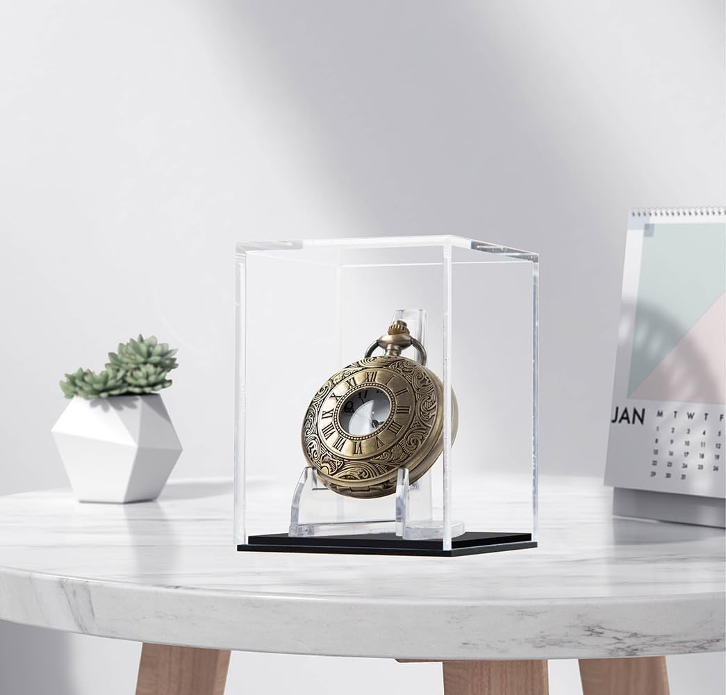 Pocket Watch Display Case Display Stand Cube Holder Clear Acrylic Box Protected