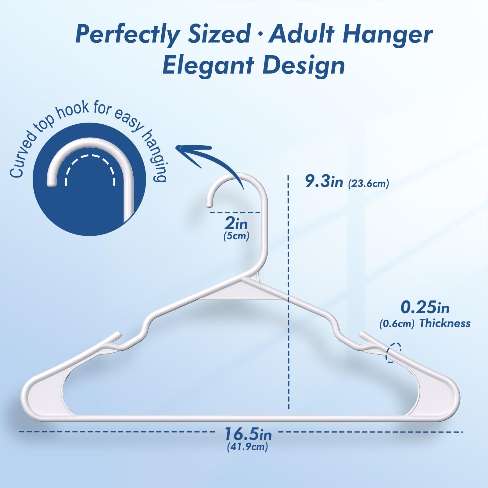 10 Pack White Premium Plastic Hangers Heavy Duty Space Saving Dorm Essential