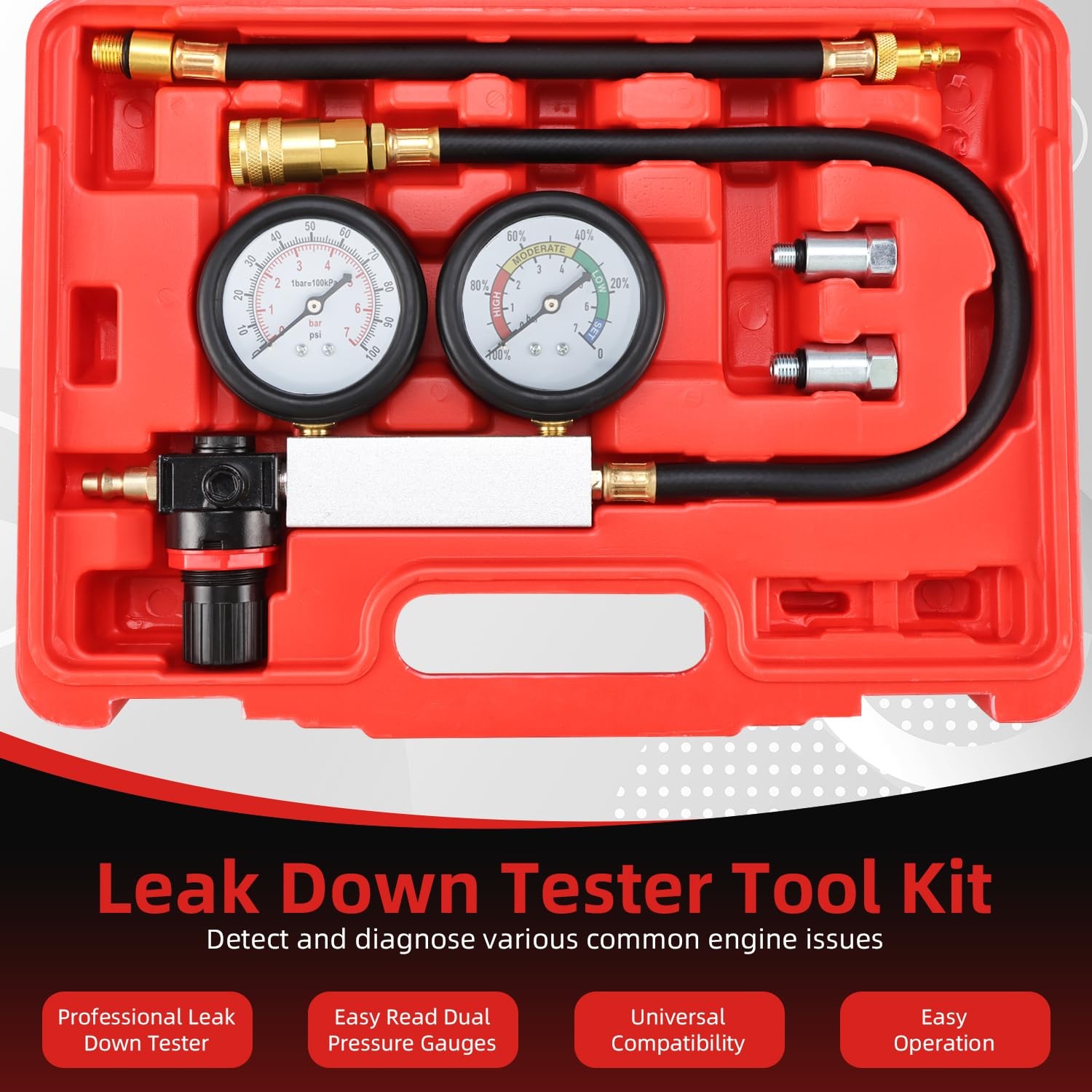 Cylinder Leak Down Tester Gasoline Engine Compression Leakage Detector Tool