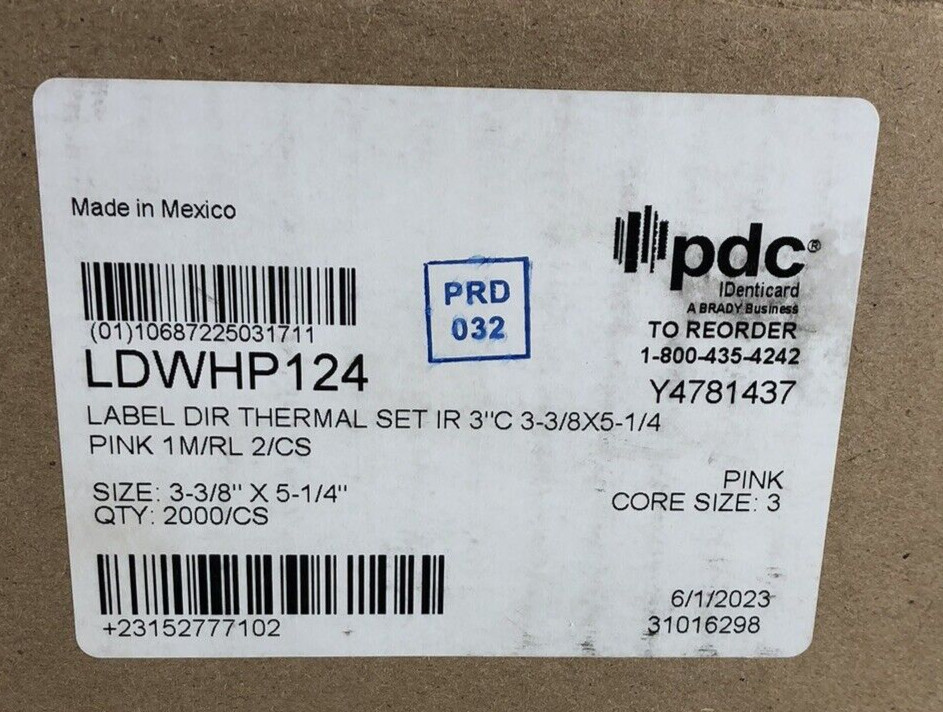 2 Rolls PDC Meditech Direct Thermal Ir Permanent 3" Core 3 3/8X 5 1/4 1000/Roll