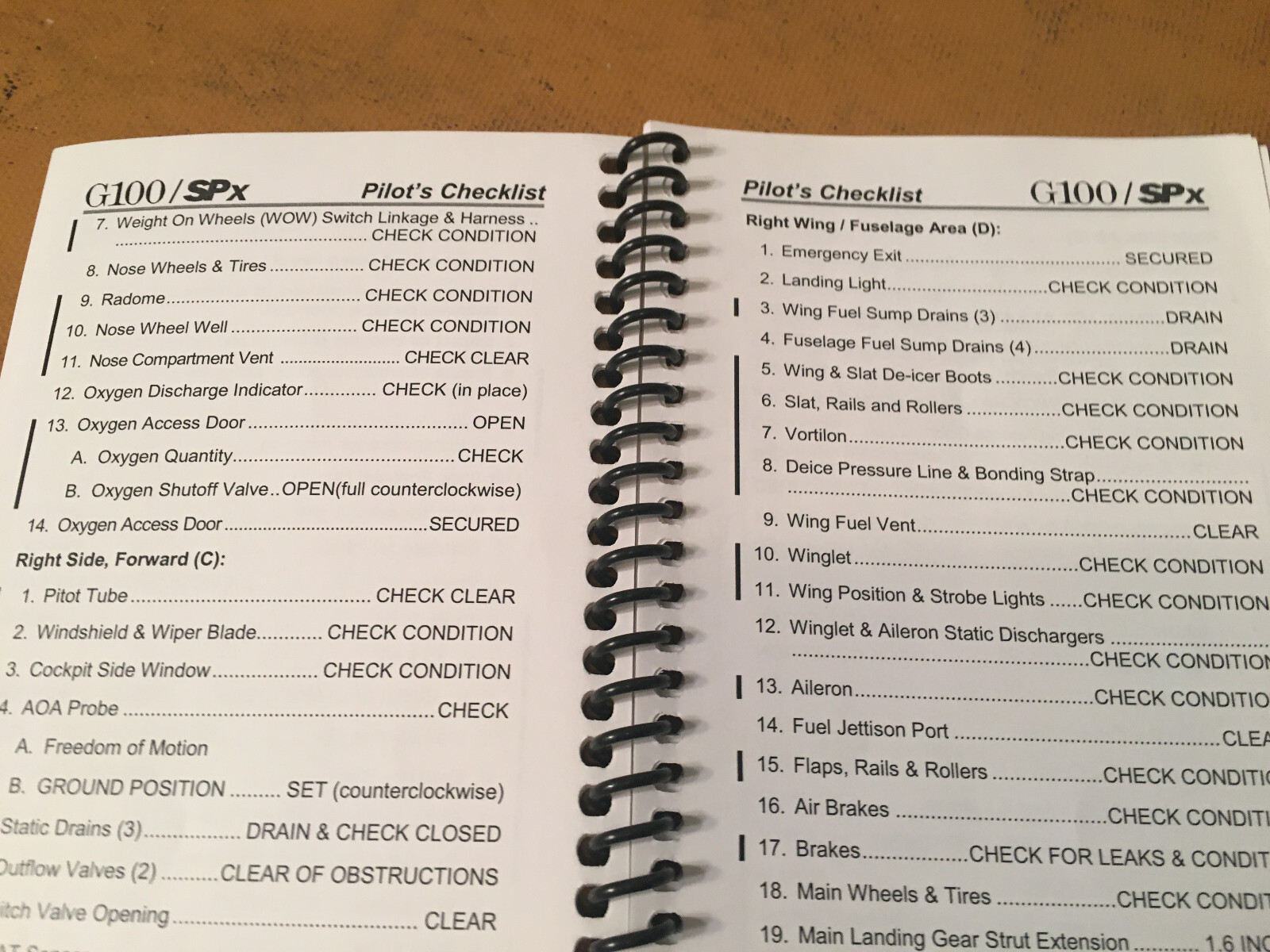 Gulfstream G100/SPx Pilot's Checklist