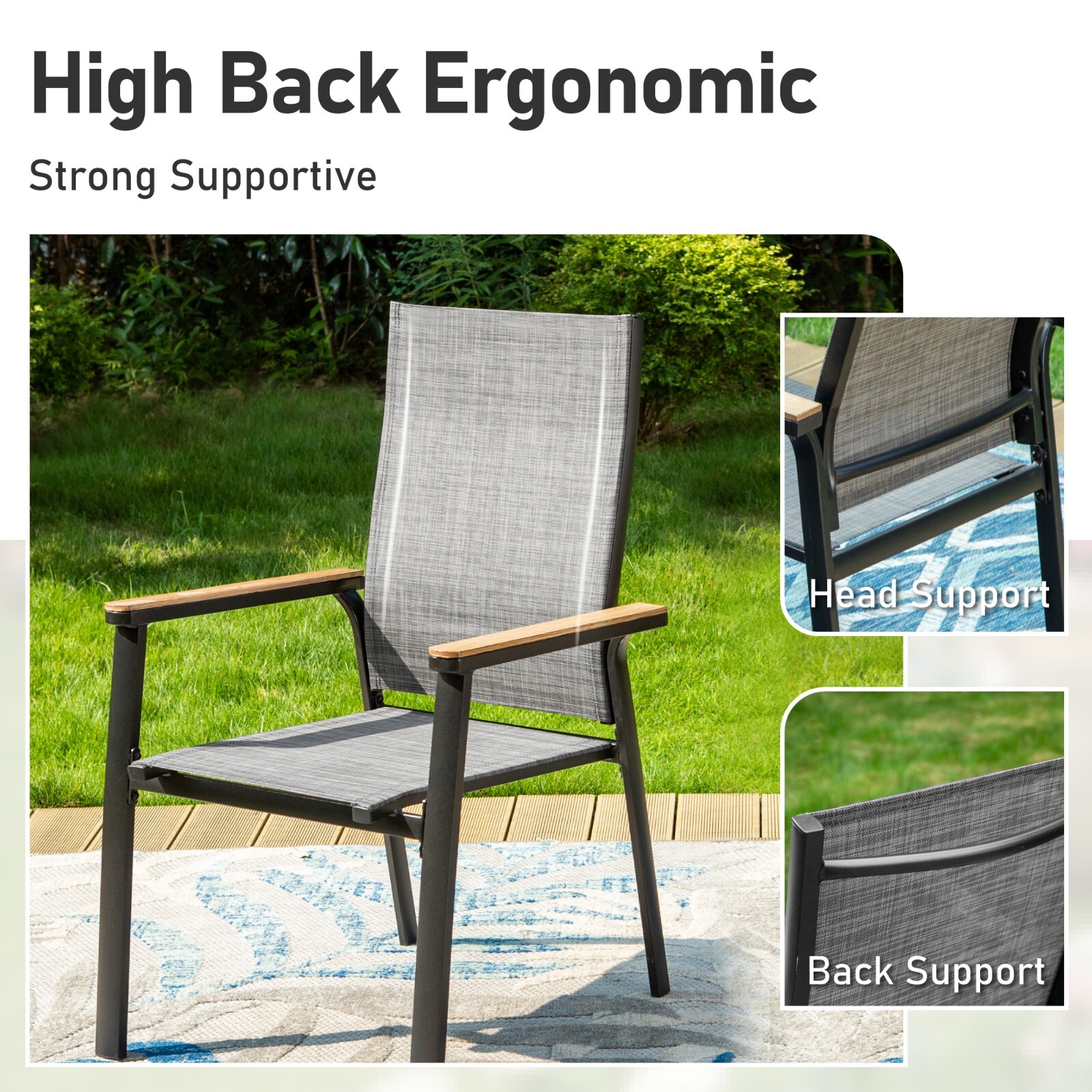 5 Pcs Outdoor Dining Set Patio Furniture Set Aluminum Lightweight Chairs & Table