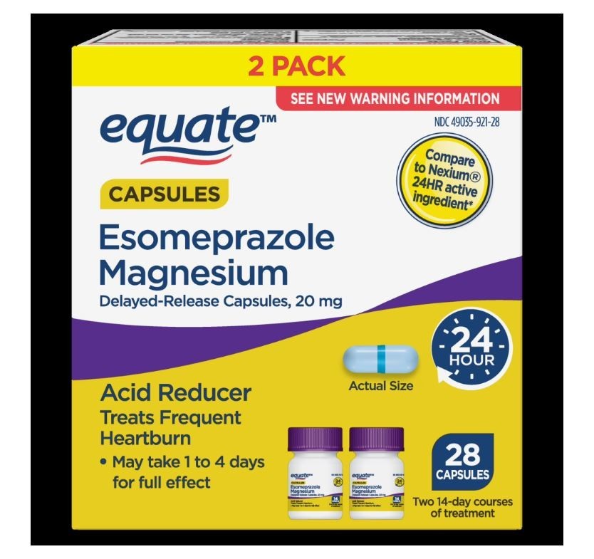 Equate Esomeprazole Magnesium Delayed Release Capsule 20mg Acid Reducer 28 Count