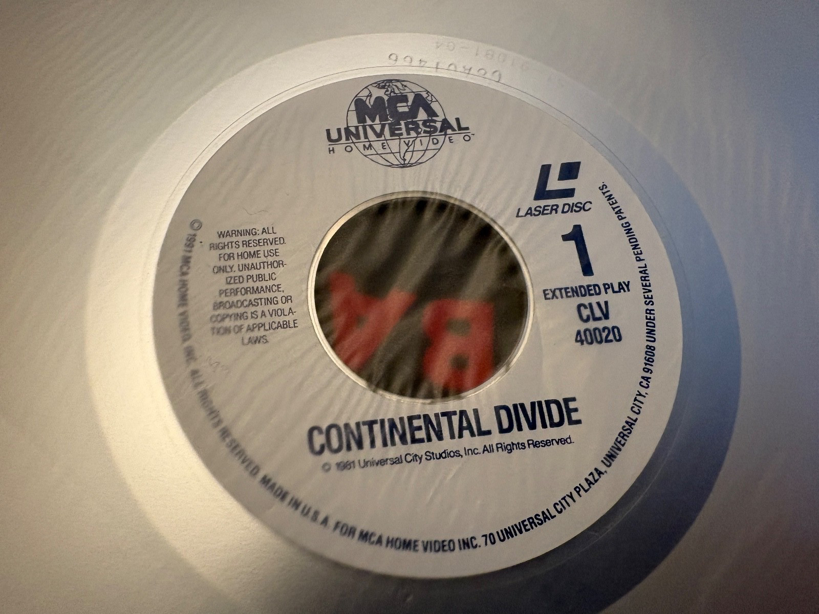 Continental Divide 1991 Laserdisc, MCA/Universal 40020, Rare