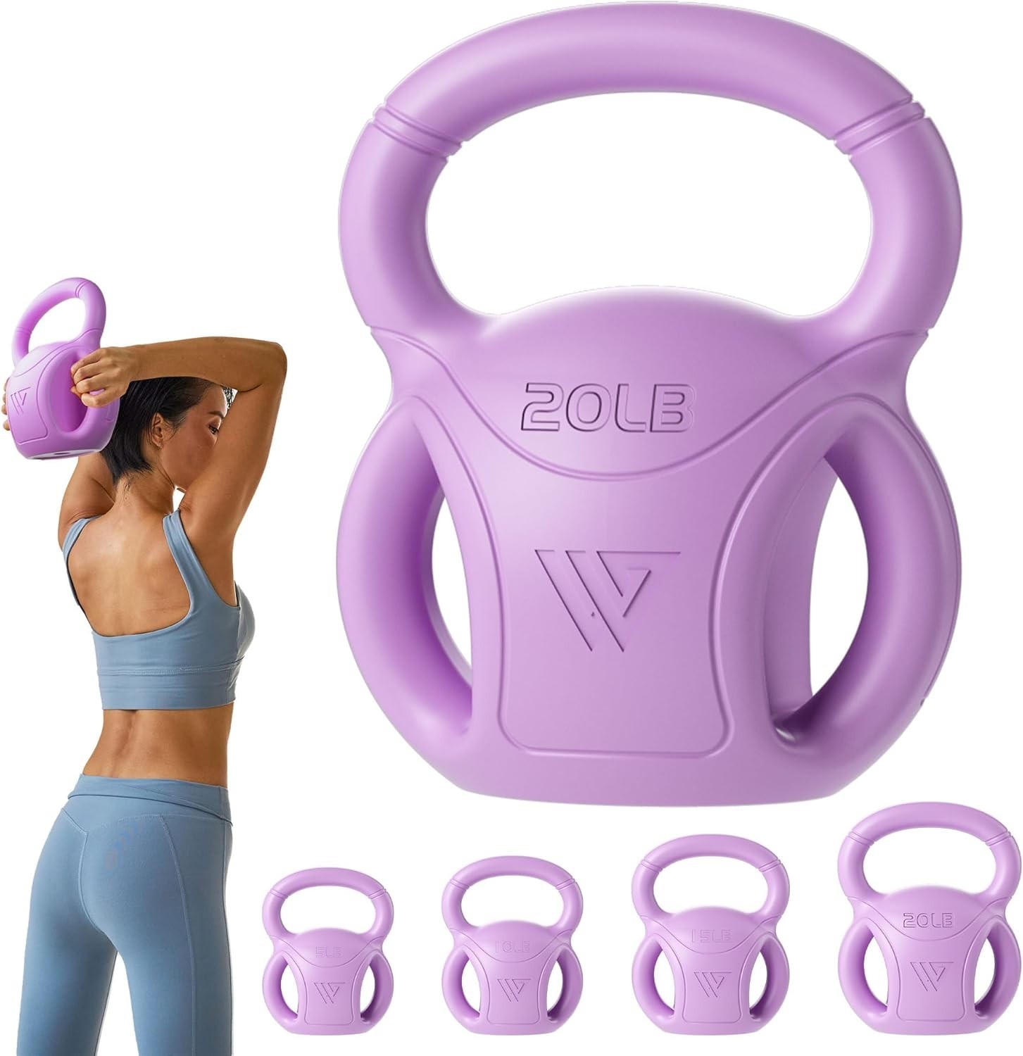 3-Handle Kettlebells Weight Weight Women 20 LB for Russian Twists Exercise