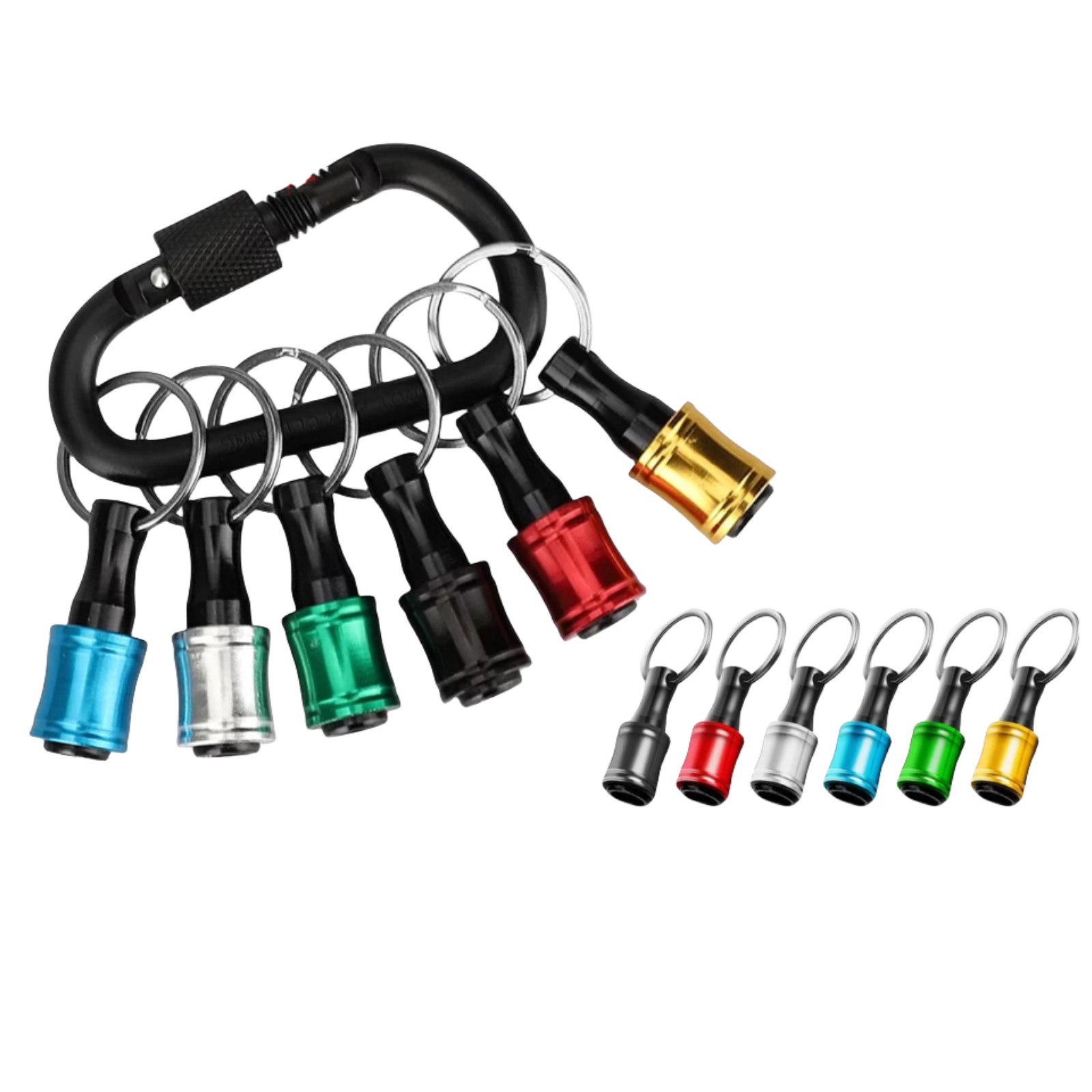 6X 1/4" Hex Shank Quick Release Keychain Screwdriver Drill Bit Holder Bit Set