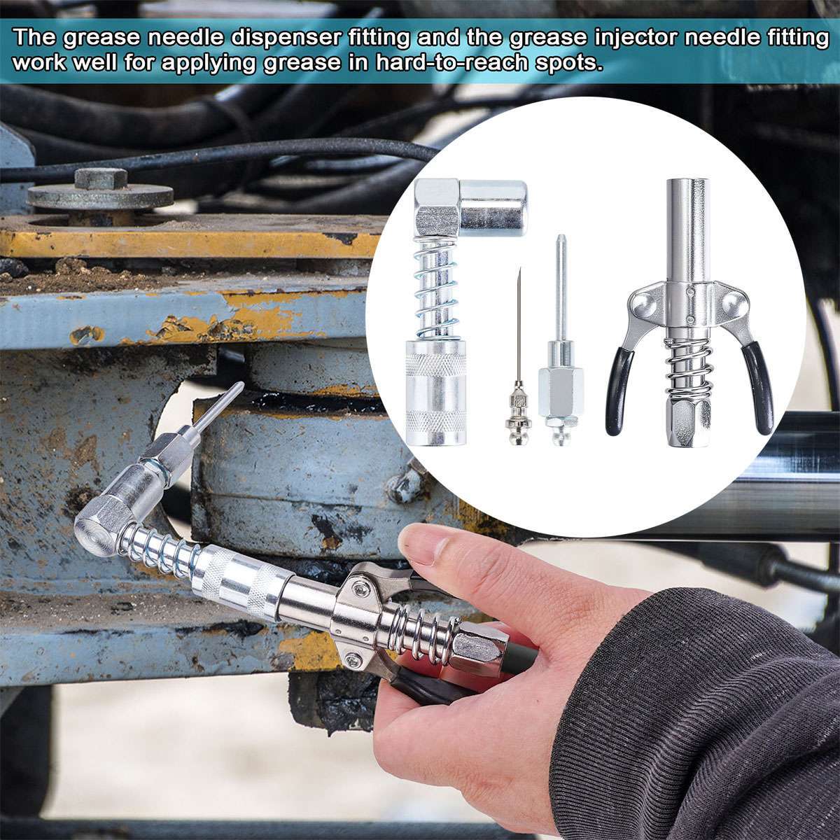 Grease Gun Accessory Kit 90 Degree Coupler Adapter Grease Needle Tips Dispenser