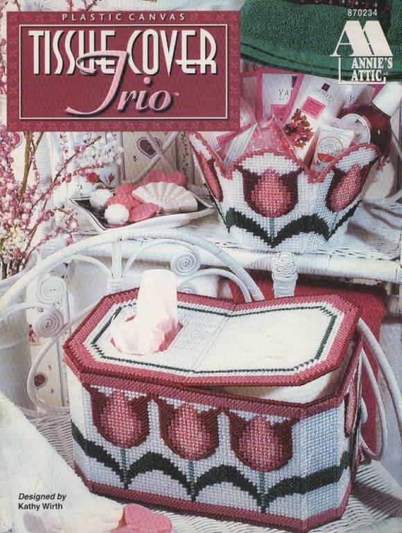 OOP!!! PLASTIC CANVAS TISSUE COVER TRIO BEAUTIFUL DESIGNS