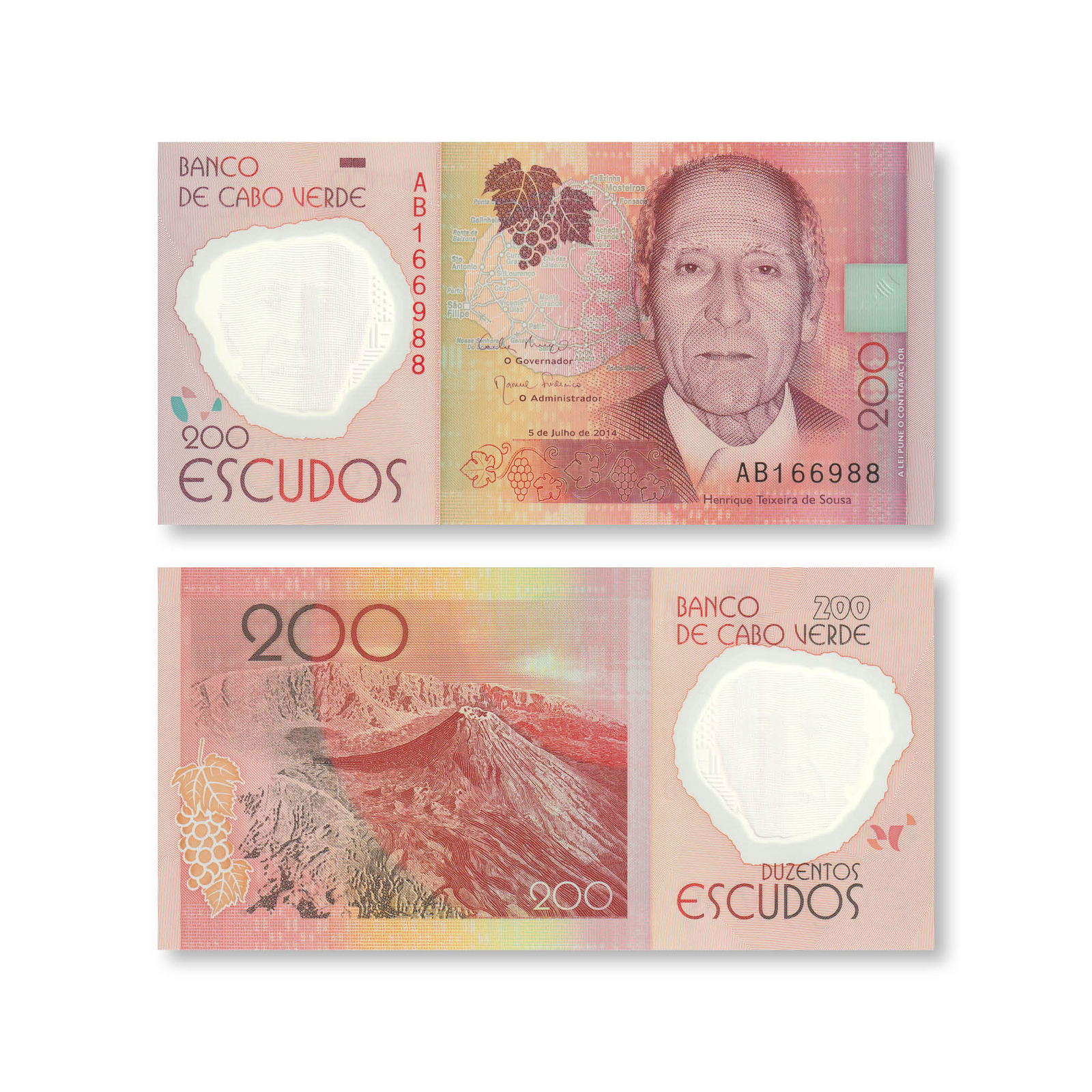 Cape Verde 200 Escudos, Polymer, 2014, B217a, P71, UNC