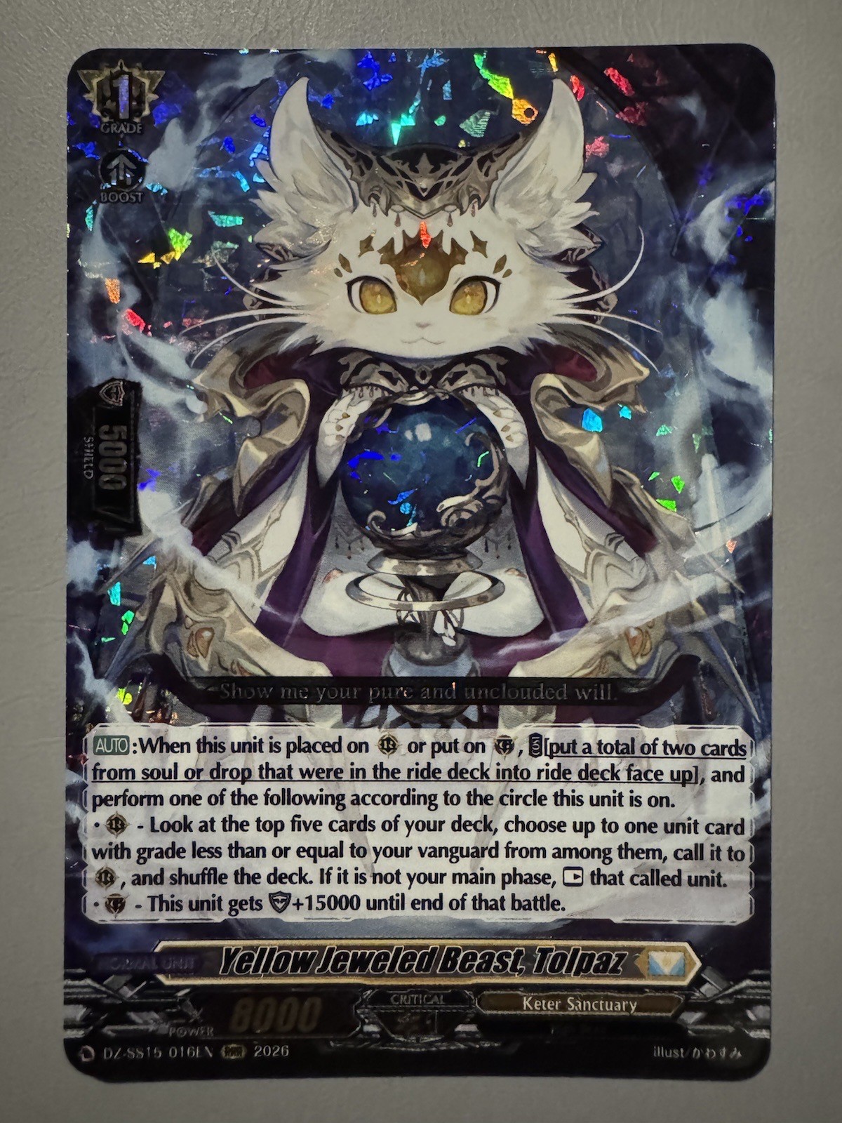 CARDFIGHT VANGUARD YELLOW JEWELED BEAST TOLPAZ KETER SANCTUARY DZ-SS15/016EN RRR
