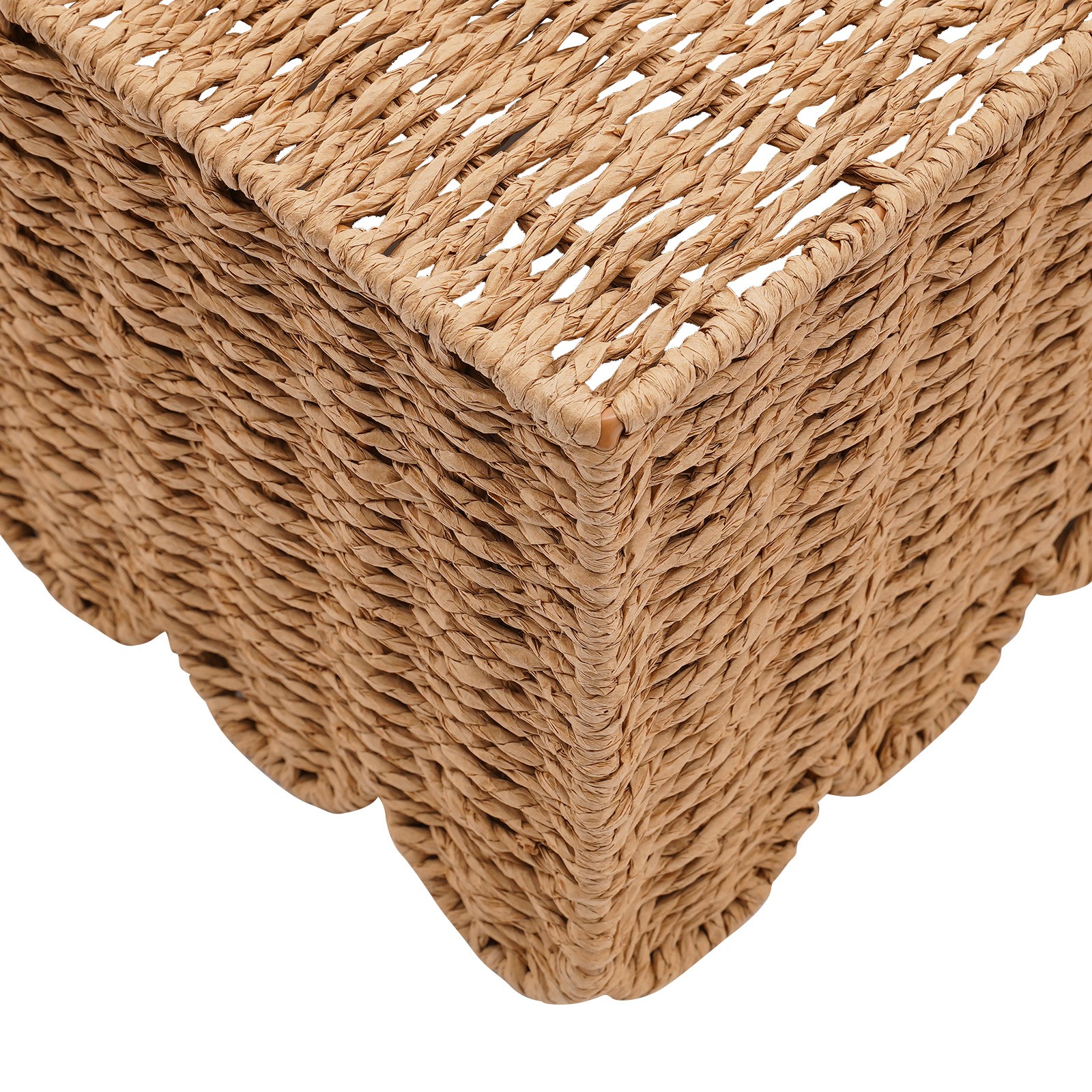 3-Piece Woven Storage Baskets Set Brown Rectangular Baskets for Desktop Organize