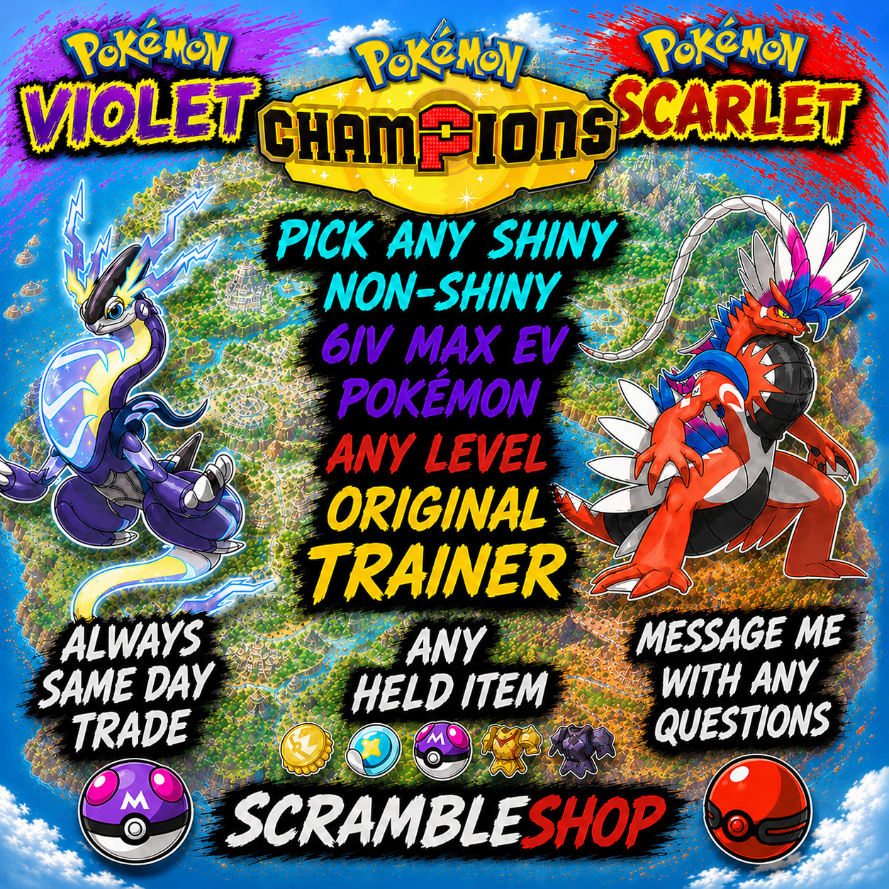 💎 Pokemon Champions Pokemon Scarlet and Violet CUSTOM SHINY POKEMON 6IV