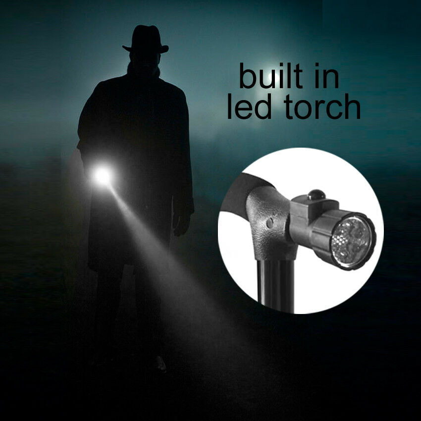 LED Walking Stick Cane All Terrain Pivoting Base Folding Cane Adjustable Height
