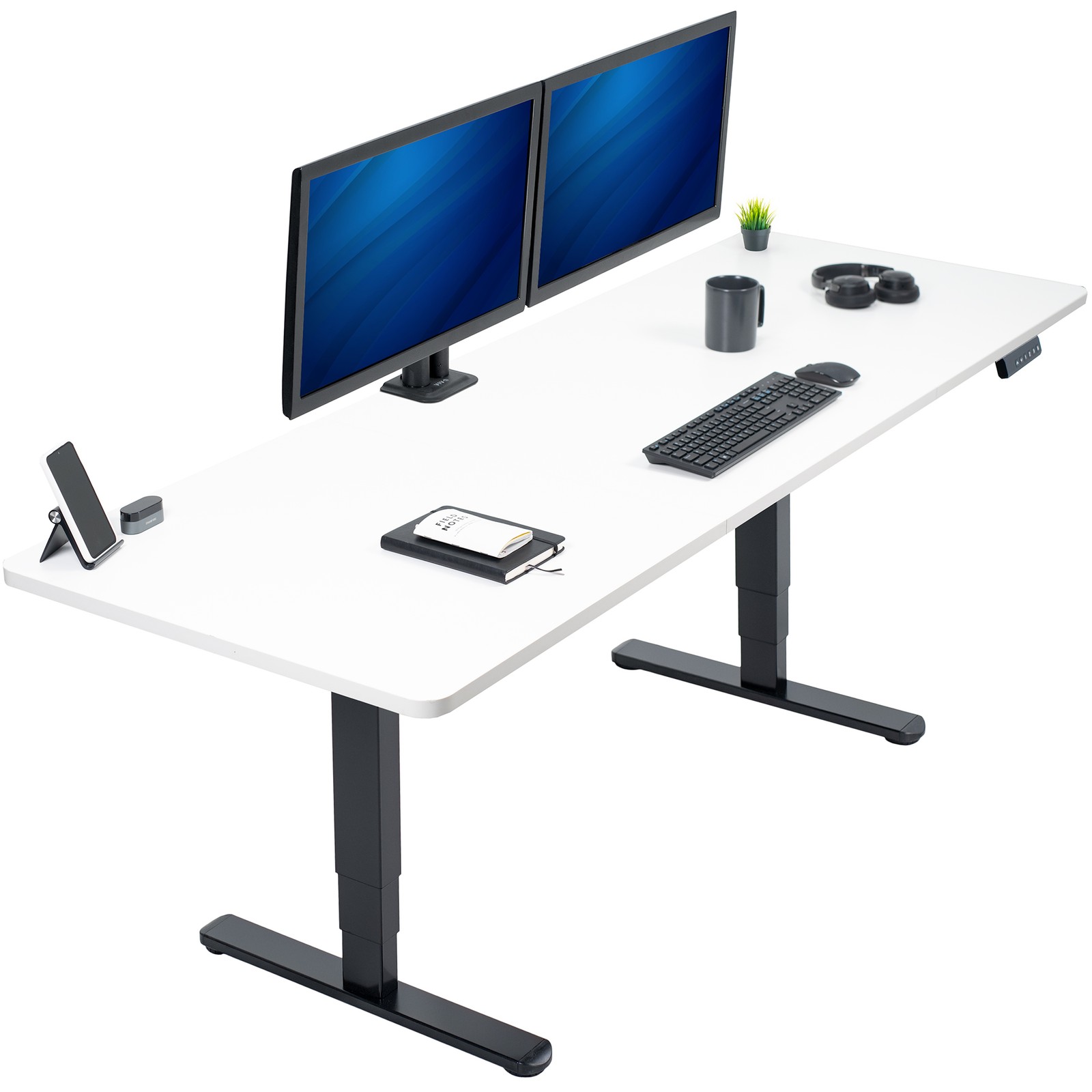 VIVO Electric 83” x 30” Stand Up Desk Workstation, White Table Top, Black Frame