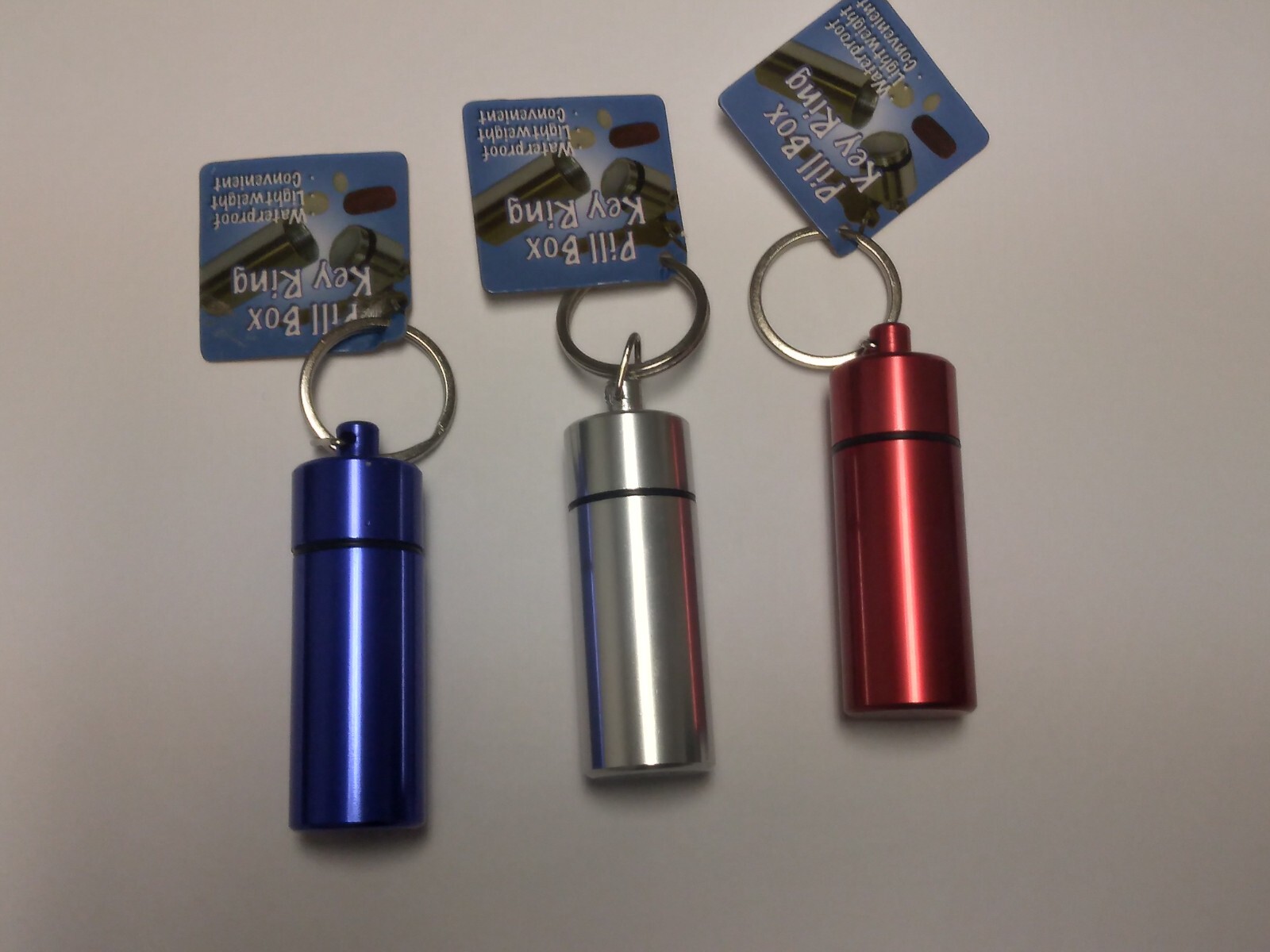 Air-Tight Waterproof Pill Fob Keychain Portable Medicine Carrying Case Vitamin