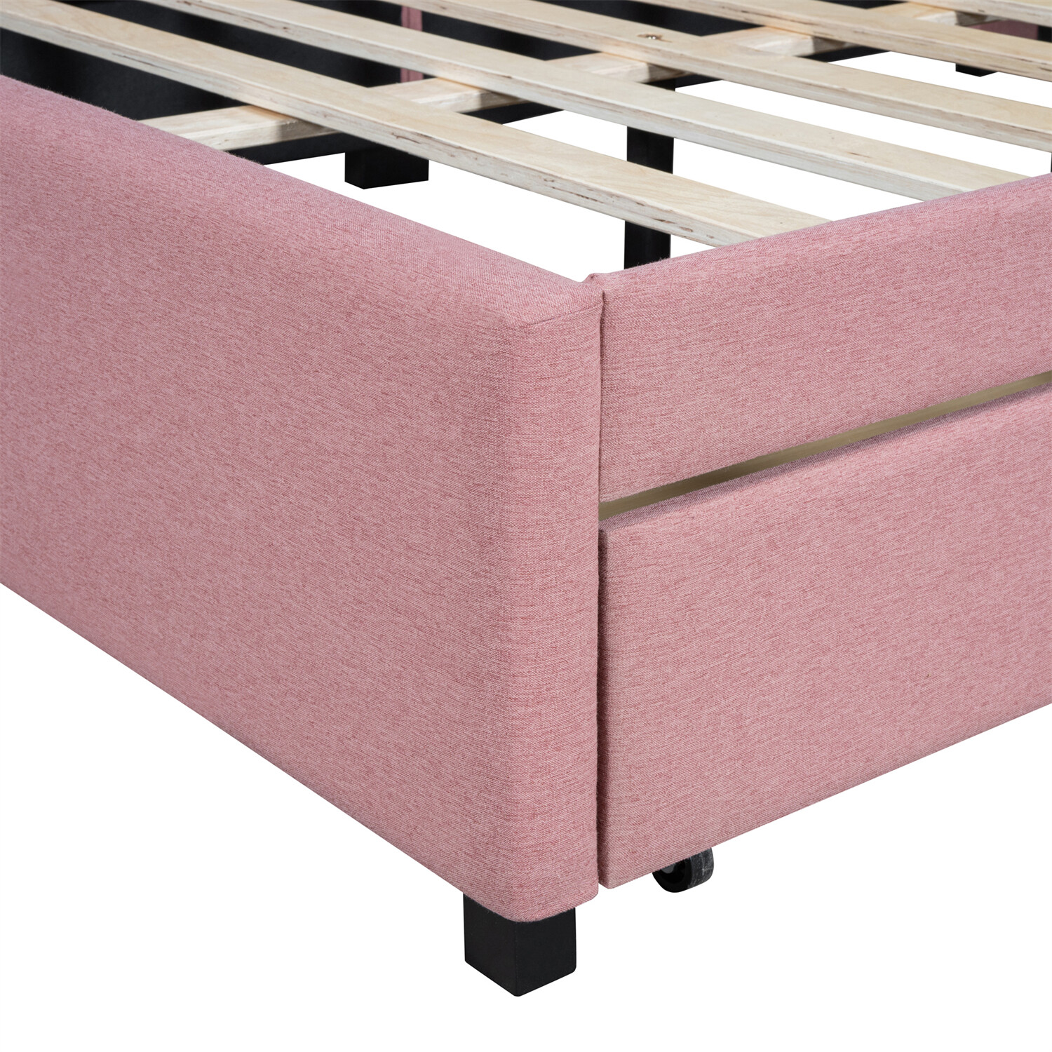 Full Size Daybed Upholstered Bed Frame Sofa Bed with 2 Storage Drawers Pink