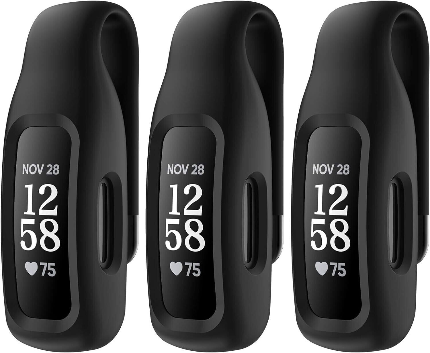 3-Pack Clip Case Accessory for Fitbit Inspire 3/Inspire 2, Black+Black+Black (No