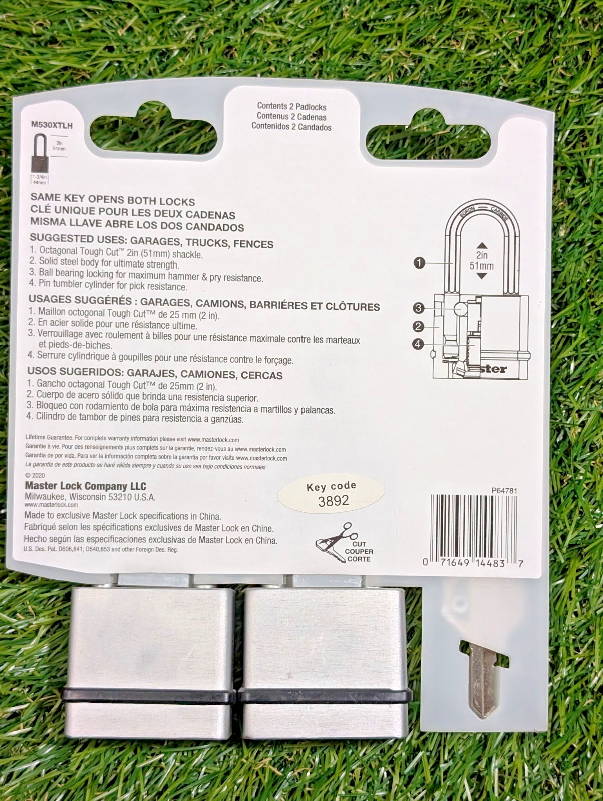 **NEW** Master Lock M530XTLH 2 Pack - Same Key Both Locks (P64781)