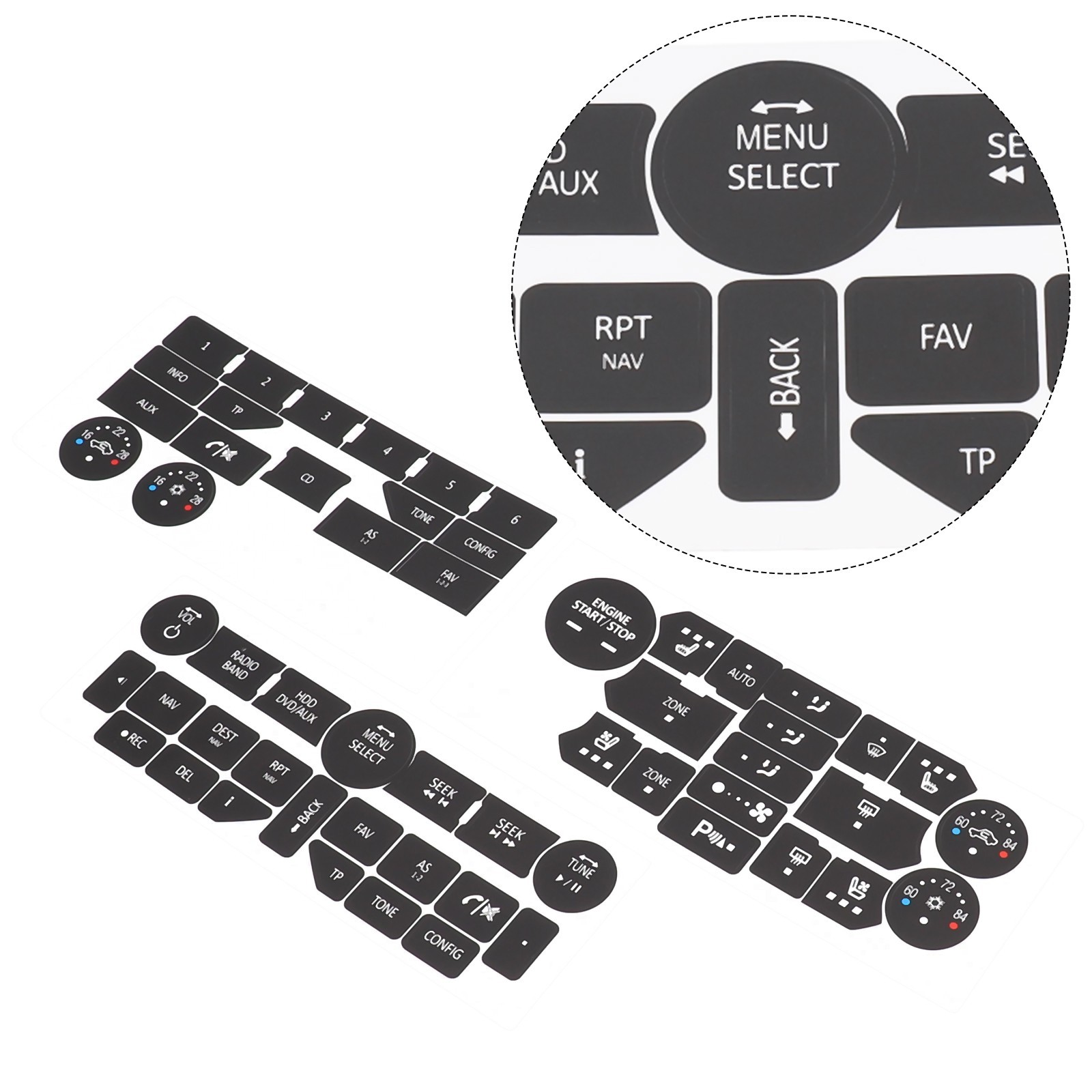 Button Repair Decals Climate Control Radio Stickers For SAAB 3rd Gen 9-5NG 9-4X