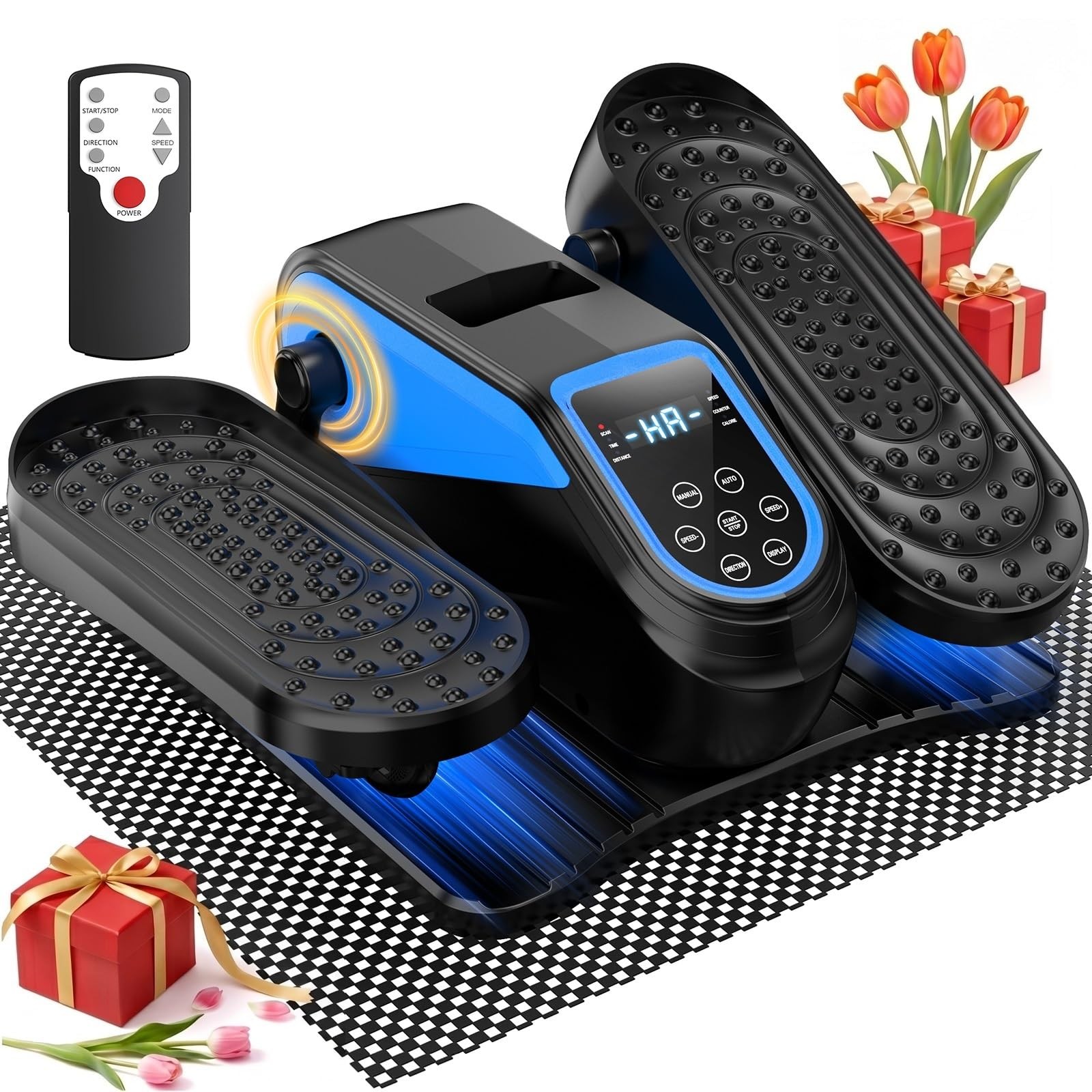Under Desk Elliptical Leg Exerciser 12 Speeds Compact Mini for Seniors - Quiet
