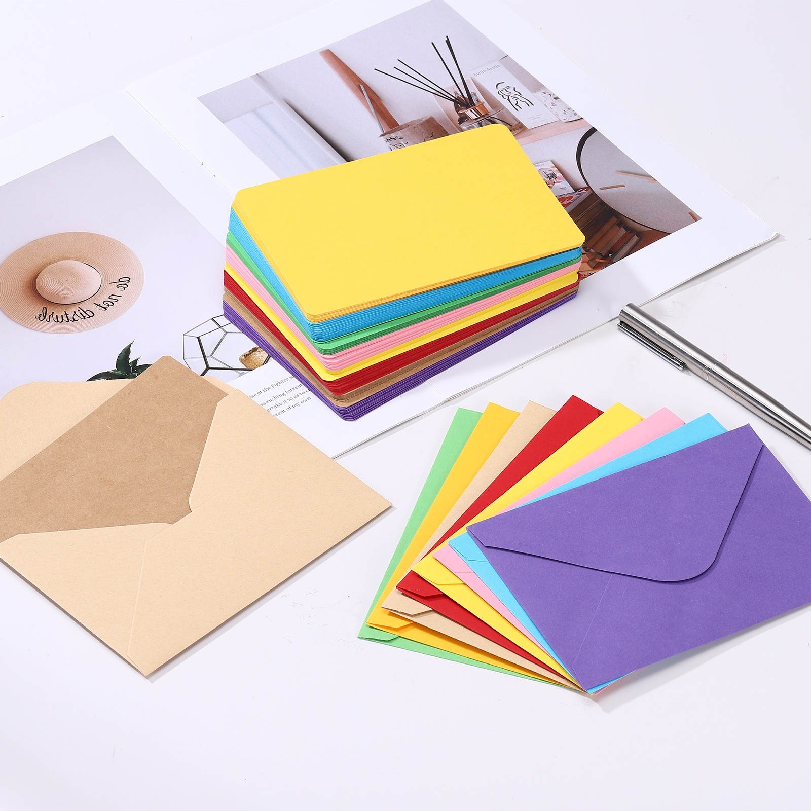 25Sets 4x6" Blank Cards and Envelopes Rounded Corner Cards Bright Green