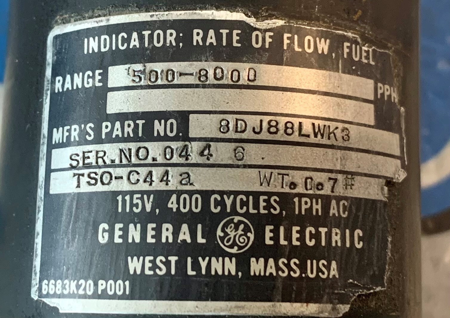 Fuel Flow Indicator 8DJ88LWK3 Removed Working