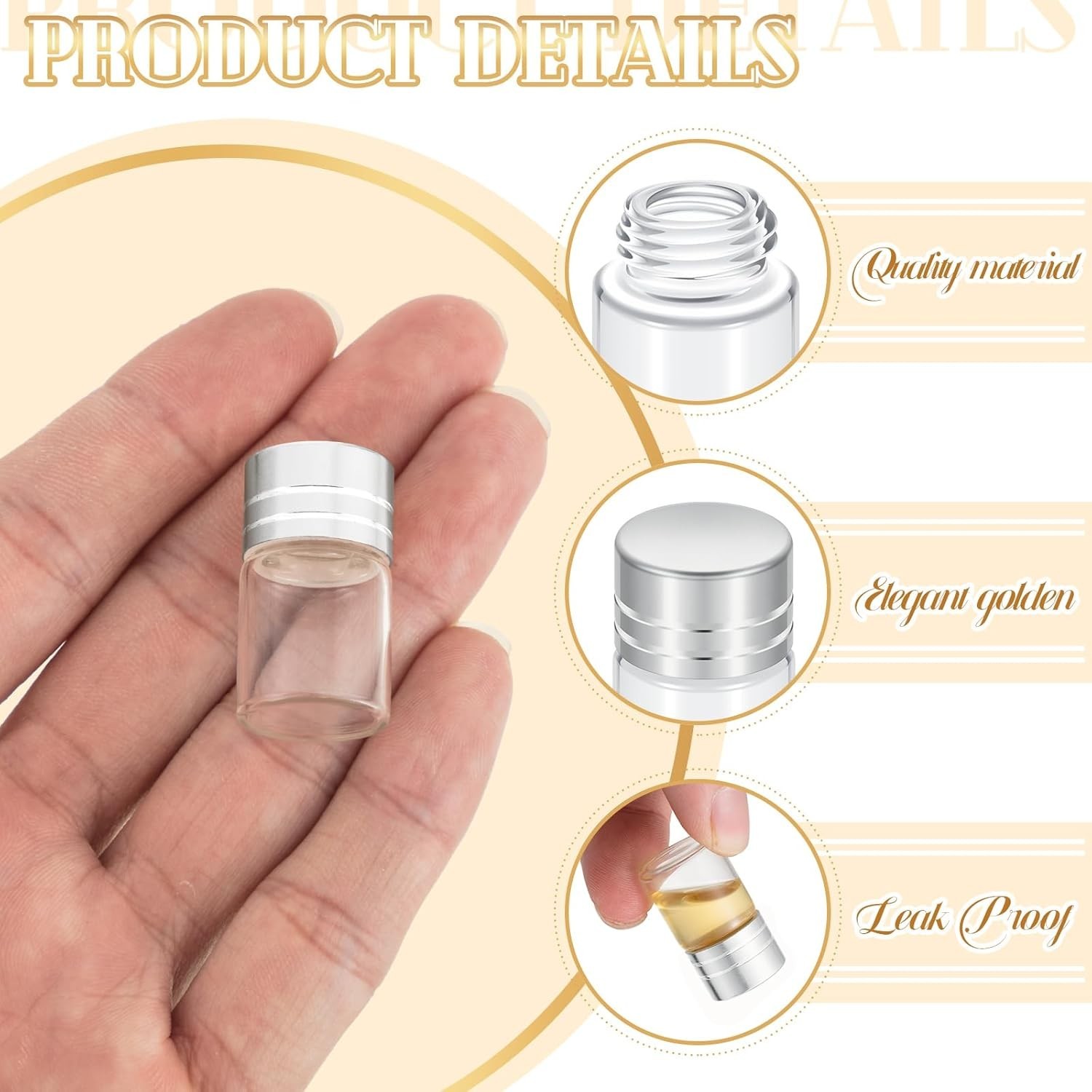 50 Pcs 2ml Tiny Glass Bottles Vials Mini Small Clear Bottles Glass Jars Empty...