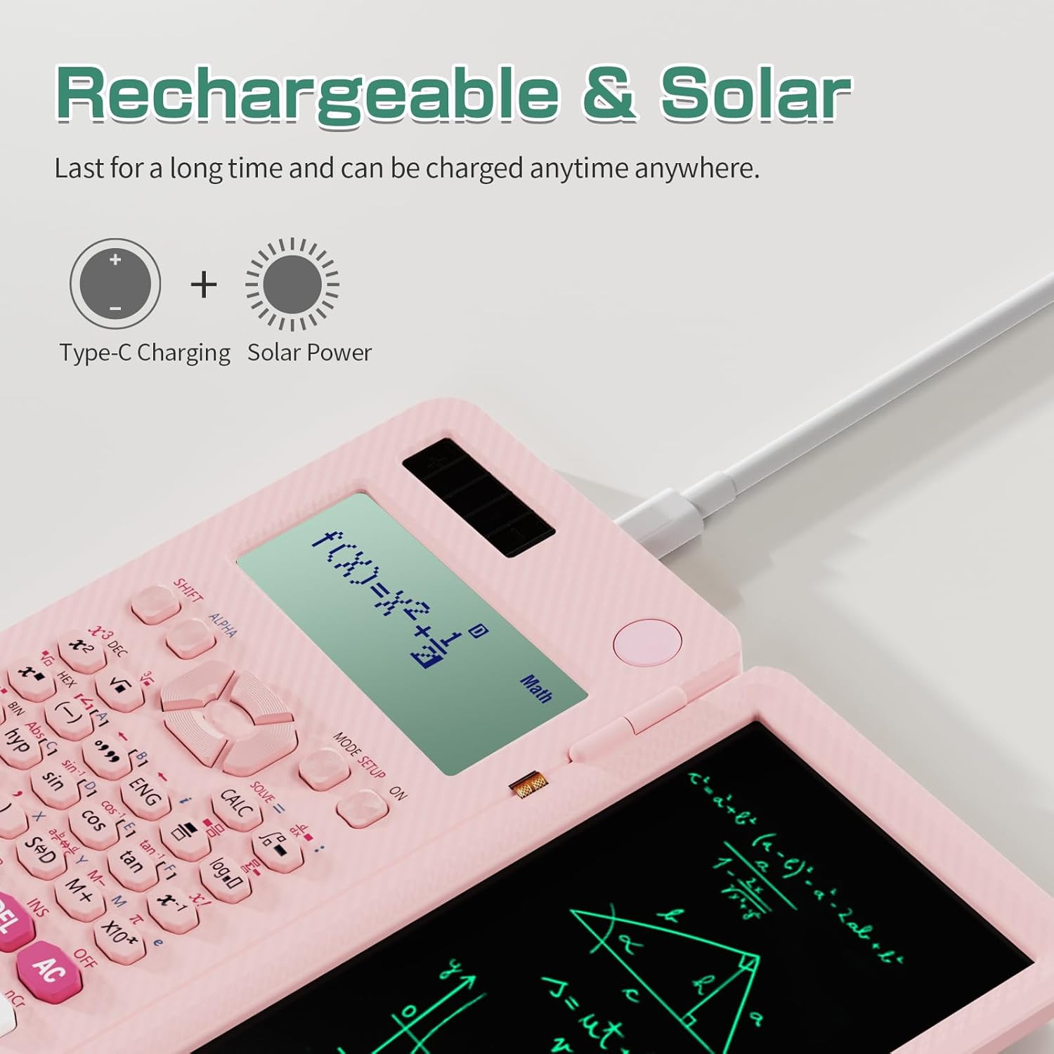Rechargeable ROATEE 991ES MAX Scientific Calculators, CalcNote Multiview 4-Line