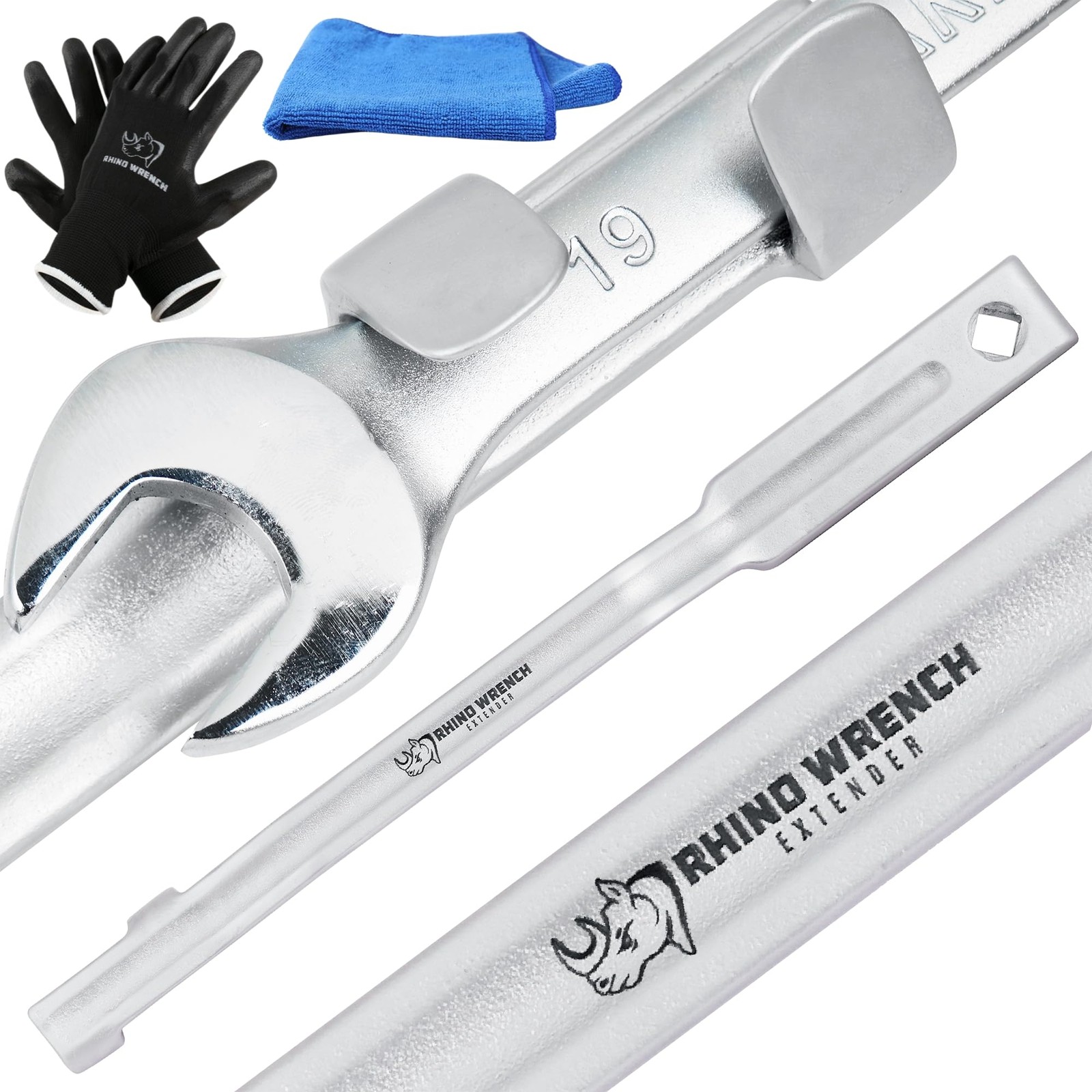 Rhino Wrench Extender Tool Bar - Extra-Long 15" Wrench Extension for Maximum ...