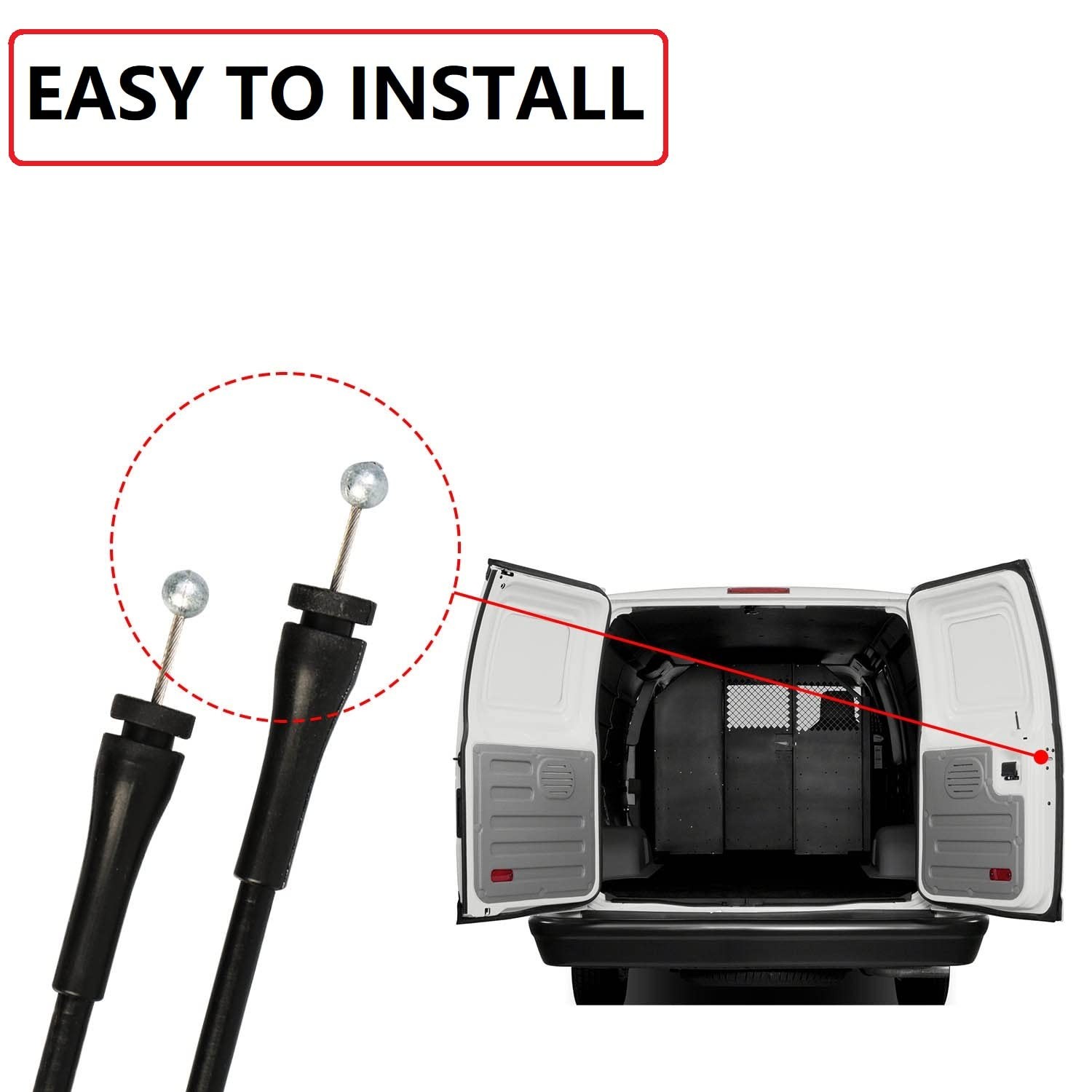 Door Latch Cable Rear Right Side Compatible with Ford E150 E250 E350 E450 E550..