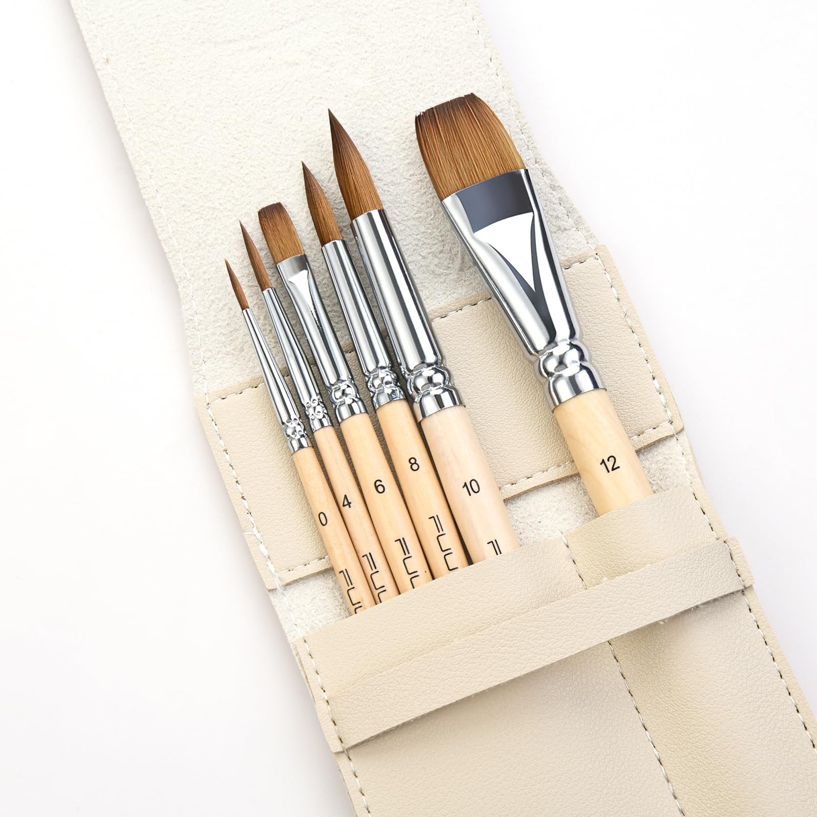 Sable Travel Brushes, 6pcs Kolinsky Sable Travel Brushes with Short Handles -...