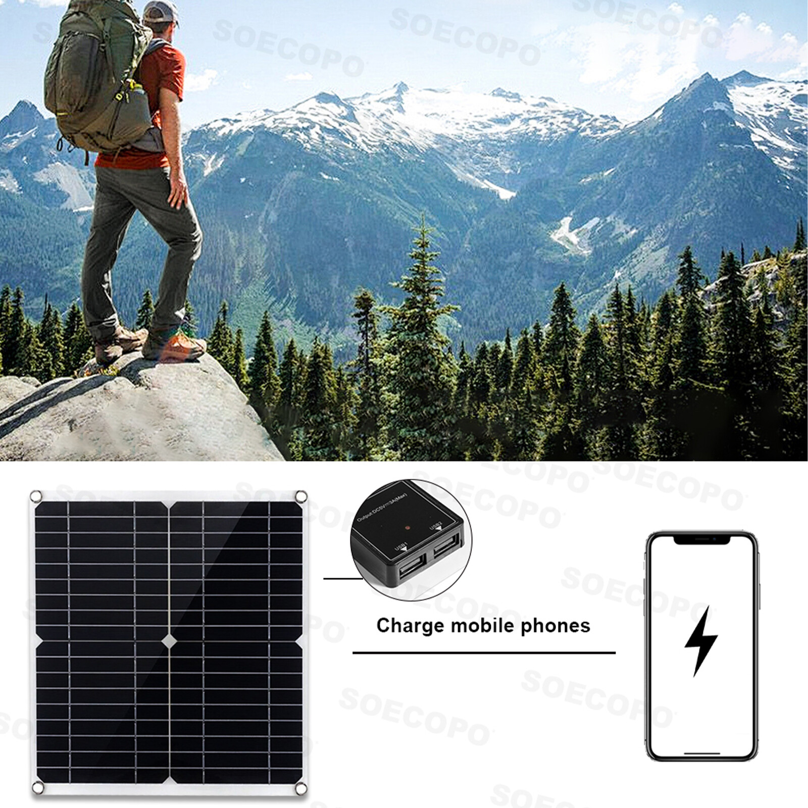 6000W 100A Solar Panel Set Solar Power Inverter Generator Home 110V Grid System