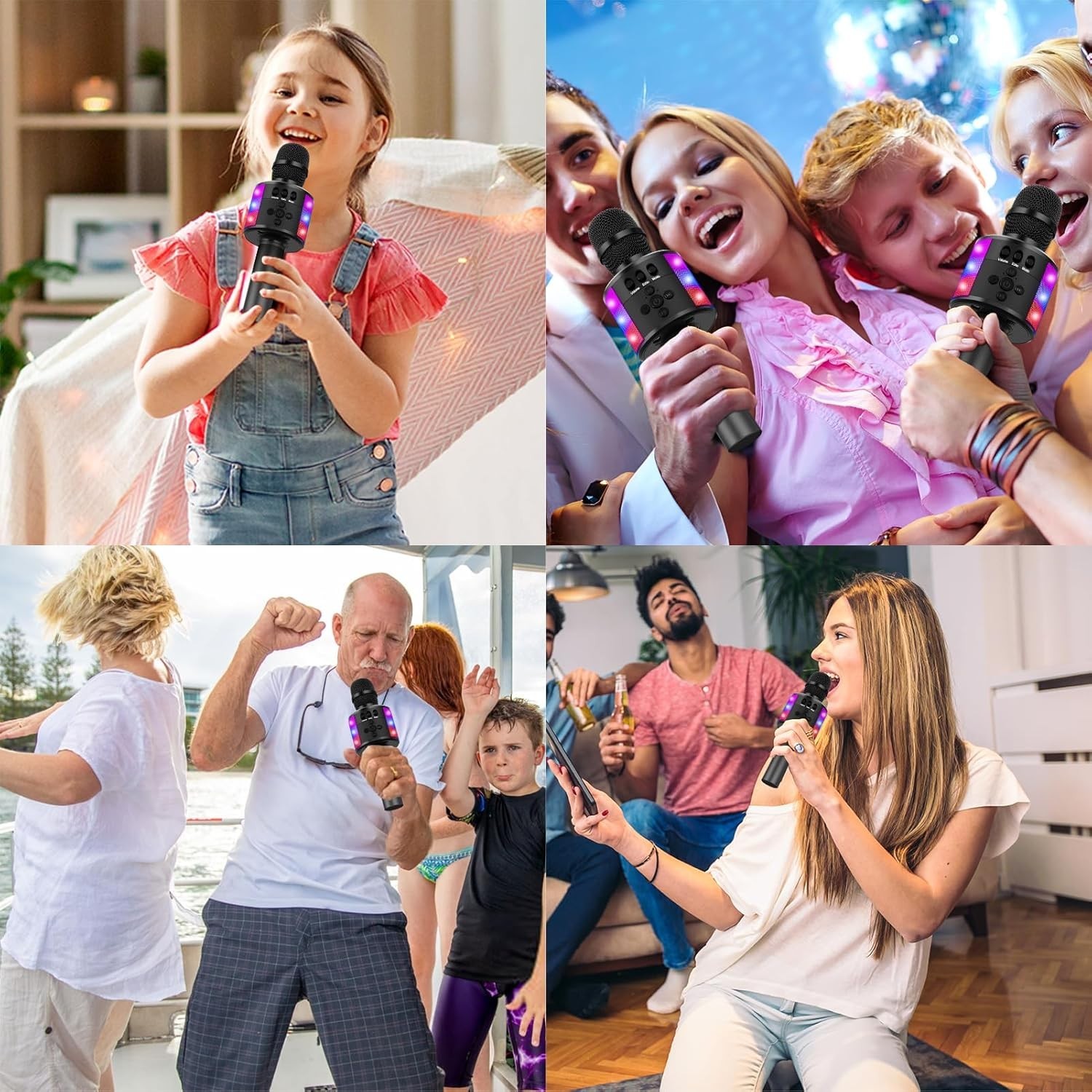 Ultimate Bluetooth Karaoke Microphone for Parties - LED Light Show, Compact Size
