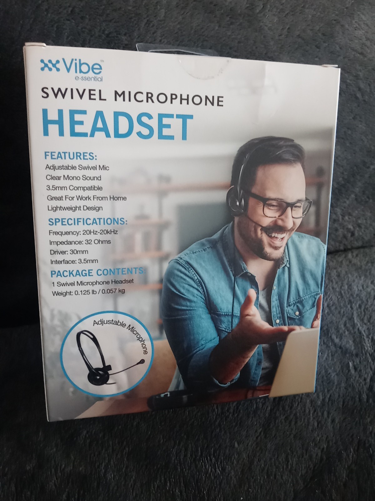 Swivel Microphone Headset With Adjustable Microphone Black New Box Work Gaming