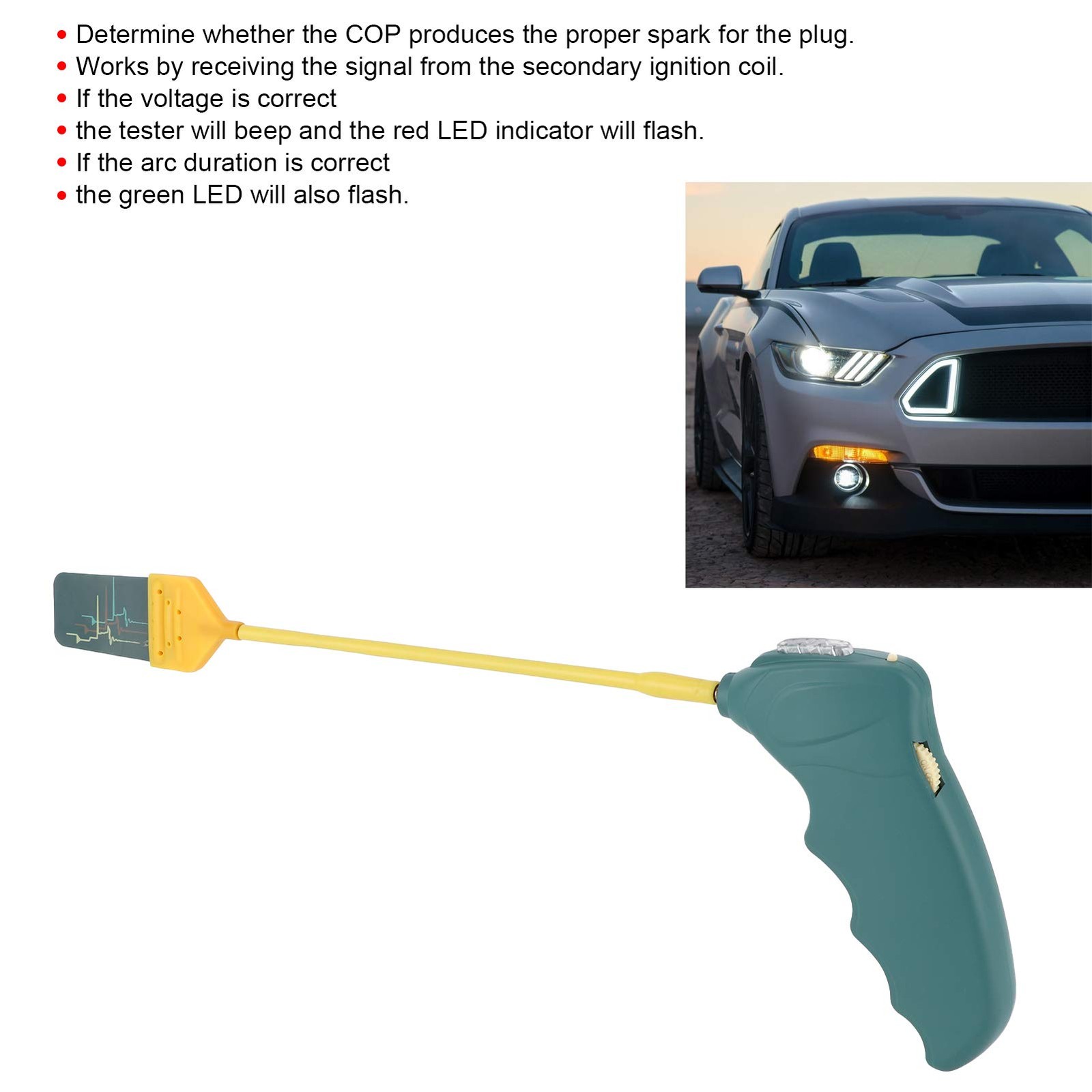 Ignition Coil Tester, Mini Professional Auto On Plug Quick Green,Red