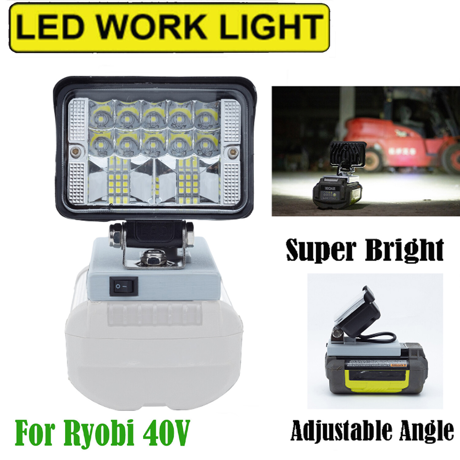 LED Work Light for Ryobi 40V Battery Flood Light Torch for Workshop Camping Lamp