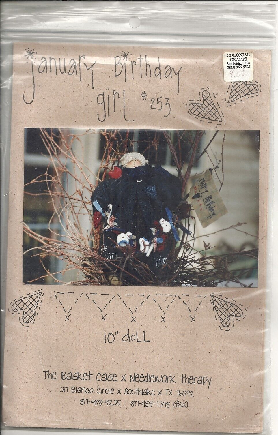THE BASKET CASE X NEEDLEWORK THERAPY 10" JANUARY BIRTHDAY GIRL SEWING PATTERN