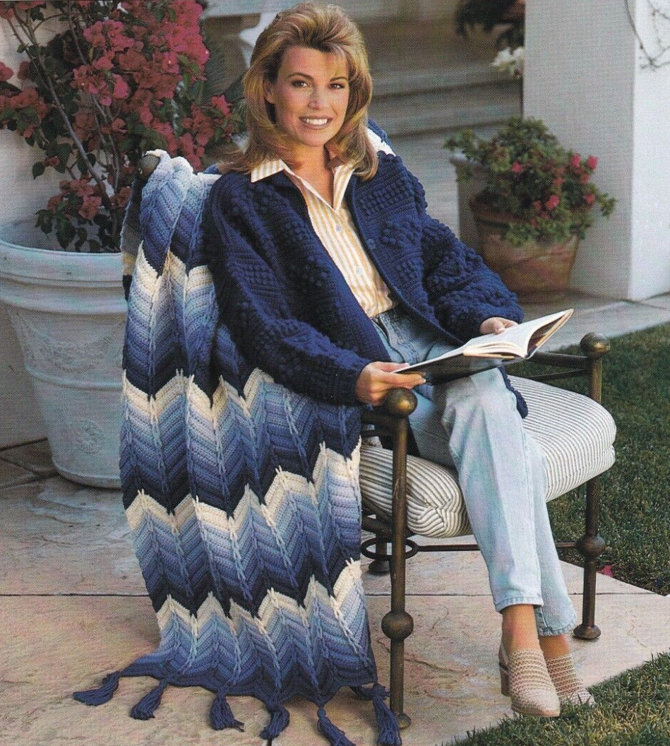 Afghan Crochet Pattern Instructions BLUE RIPPLE