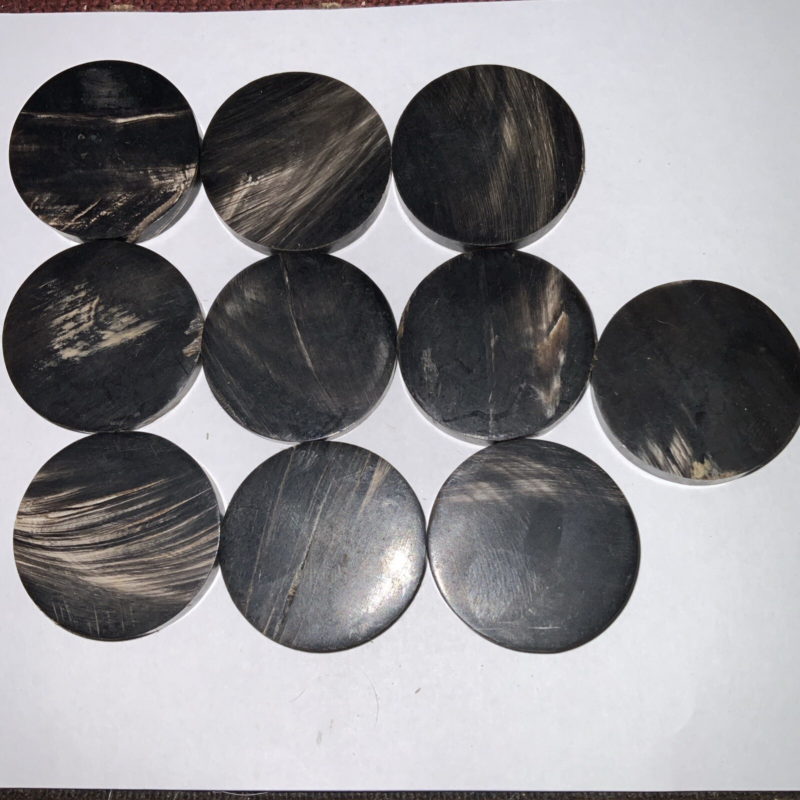 Buffalo Horn Slices, Rounds Spacers, Knife Handle, 1.5” X 1/4”, Set Of 10 Pieces