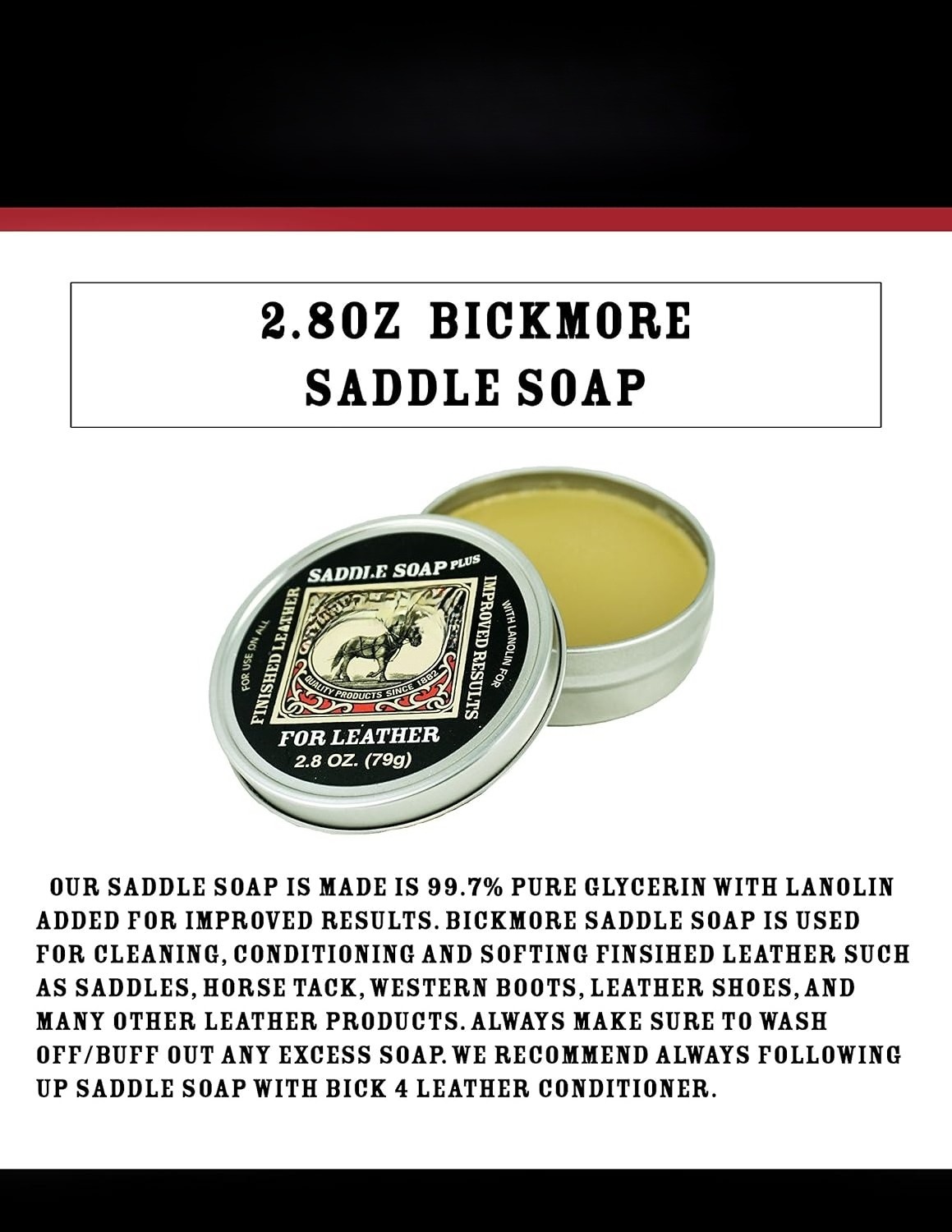 Saddle Soap Plus - 2.8oz - Leather Cleaner & Conditioner With Lanolin - Restorer
