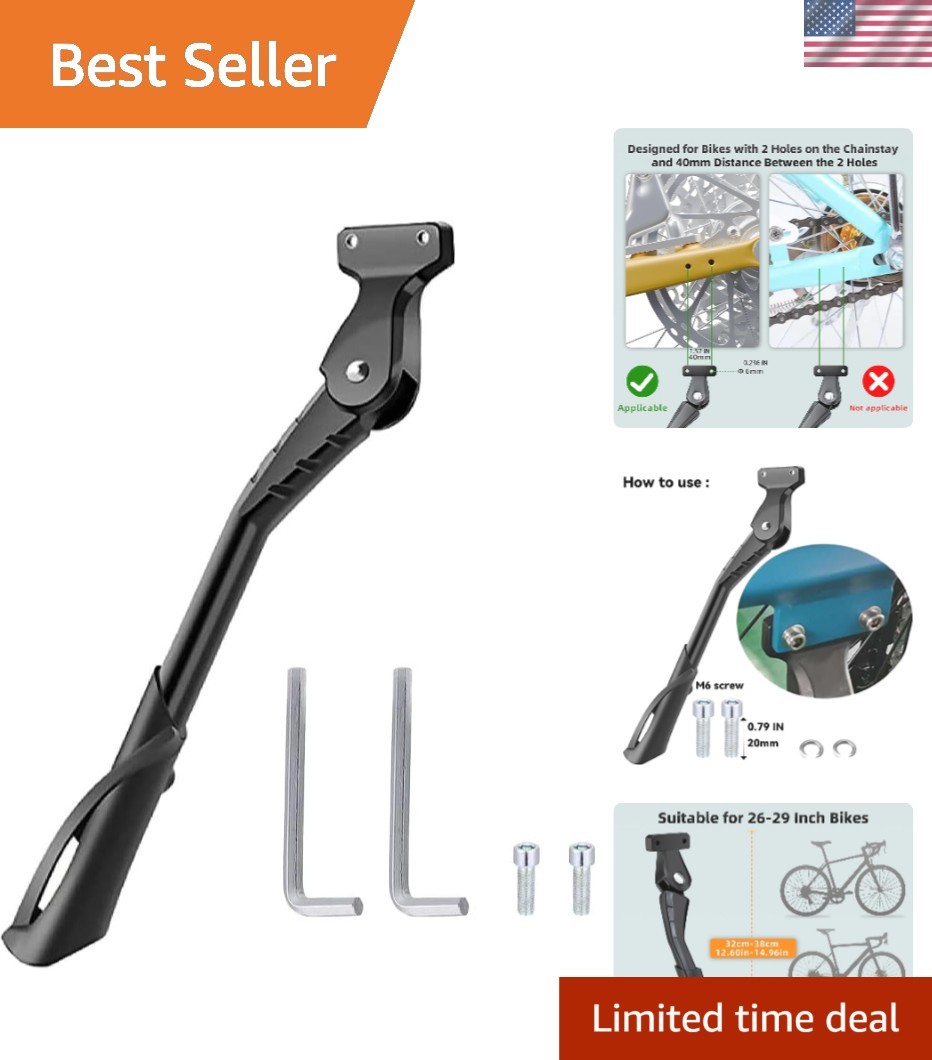 Bike Kickstand for Adult Bikes,Aluminum Alloy Bicycle Kickstand Adjustable fo...